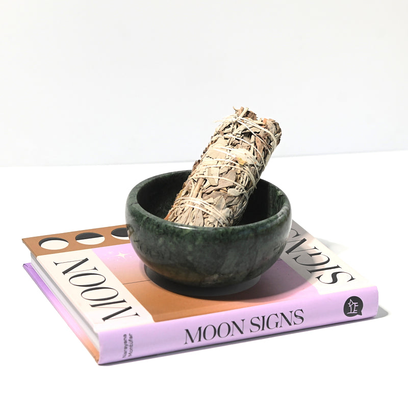 White Marble Smudge Dish for Essential Oils - Aromatherapy & Yoga Meditation Accessory - Perfect for Home, Spa, and Office Decor
