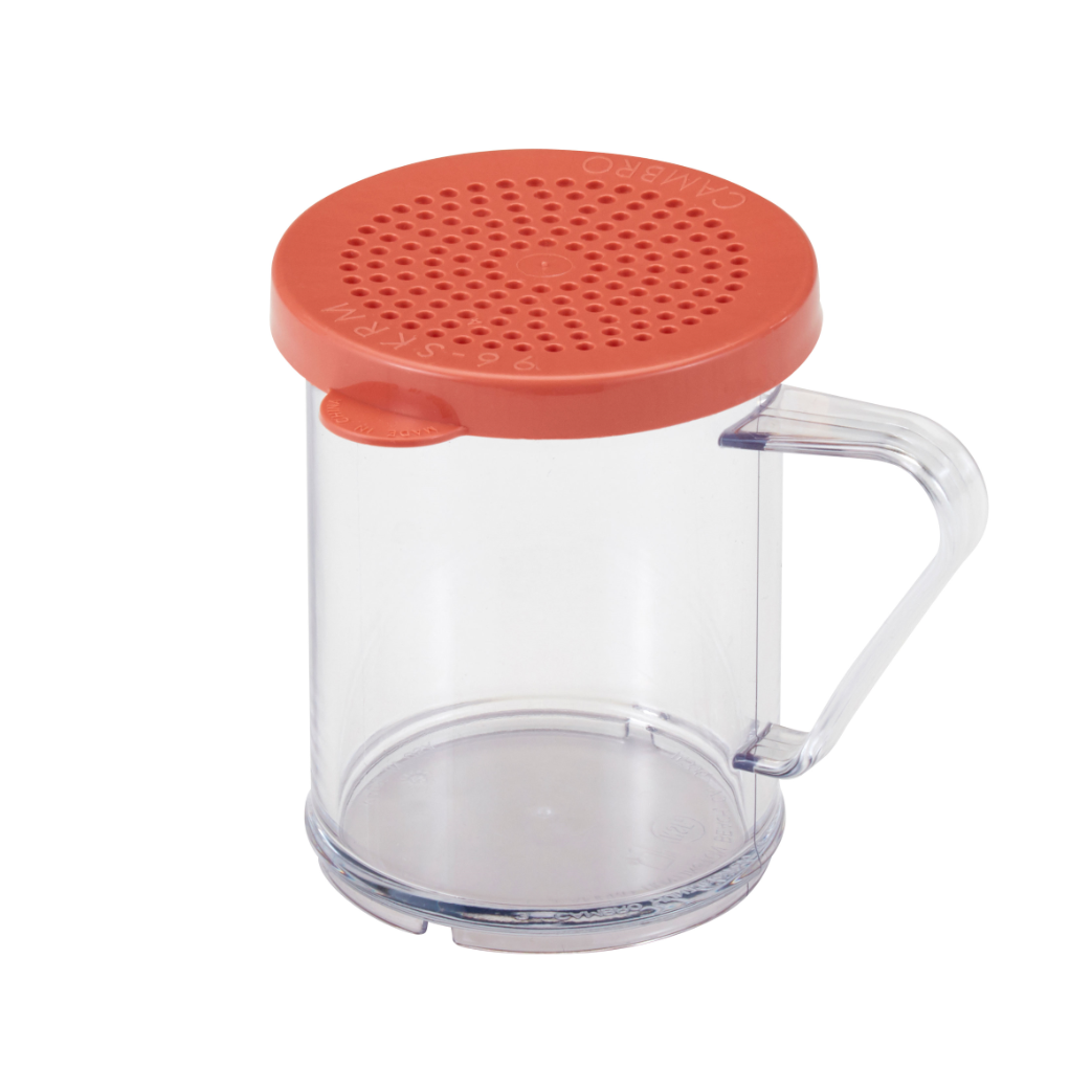 Cambro 10 Oz Stainless Steel Shaker & Dredger with Medium Ground Lid - 96SKRM135 - Perfect for Restaurants, Bakeries & Home Kitchen Seasoning