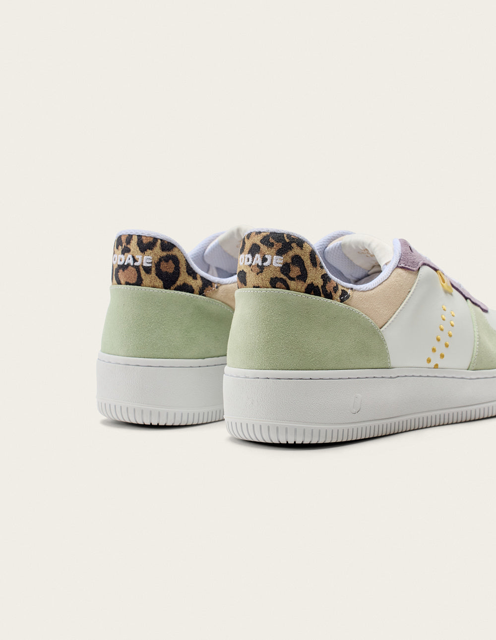 Maxence F Low Baskets - White, Green, Lilac | Casual Sneakers for Women, Comfortable Walking Shoes for Daily Wear, Gym, and Outdoor Activities