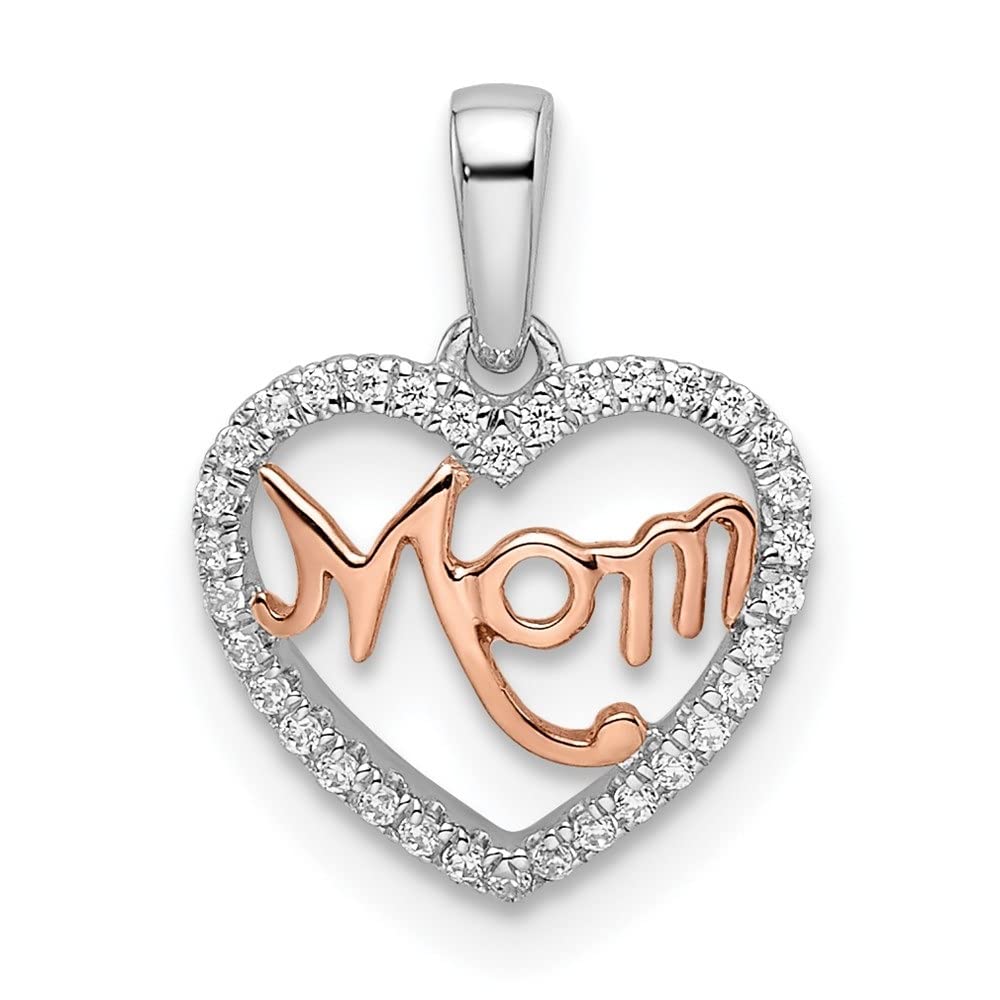 14K Two-Tone Gold Diamond Heart Pendant Necklace - White & Rose Gold Mother's Jewelry Gift for Women, Perfect for Anniversary, Birthday & Valentine's Day