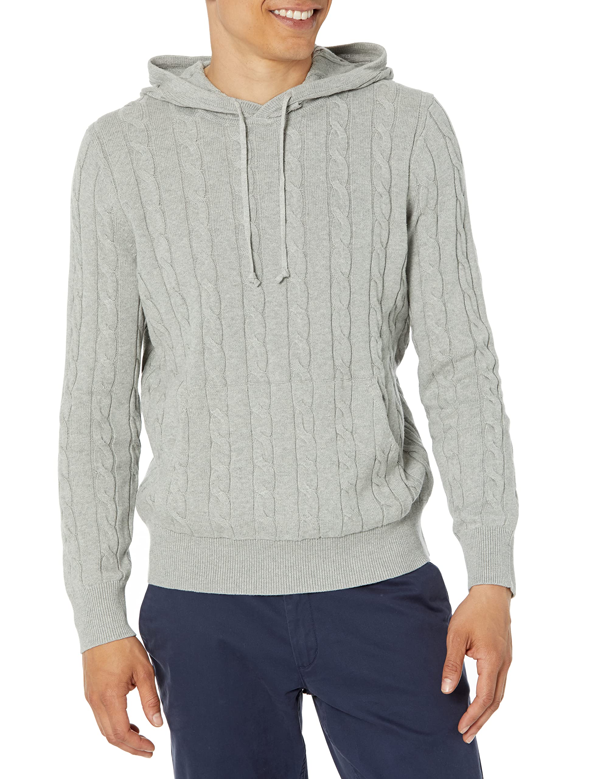 Brooks Brothers Men's Cotton Cable Knit Hoodie Sweater - Warm Winter Pullover for Casual Outfits & Outdoor Activities