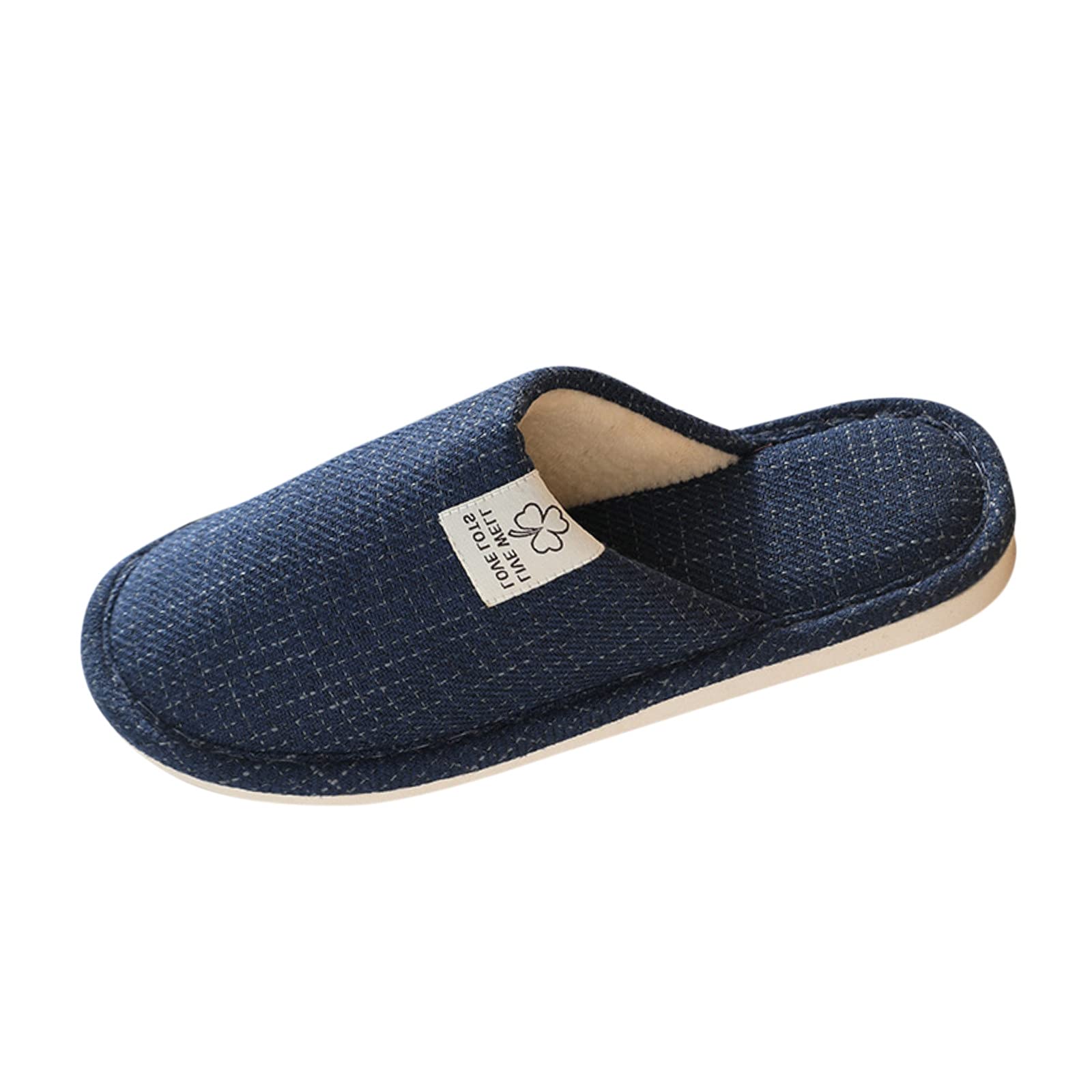 Comfy Memory Foam Linen House Slippers for Women & Men - Soft Flat Sandals Slides with Breathable Insole - Perfect for Indoor, Bedroom & Lounge Wear