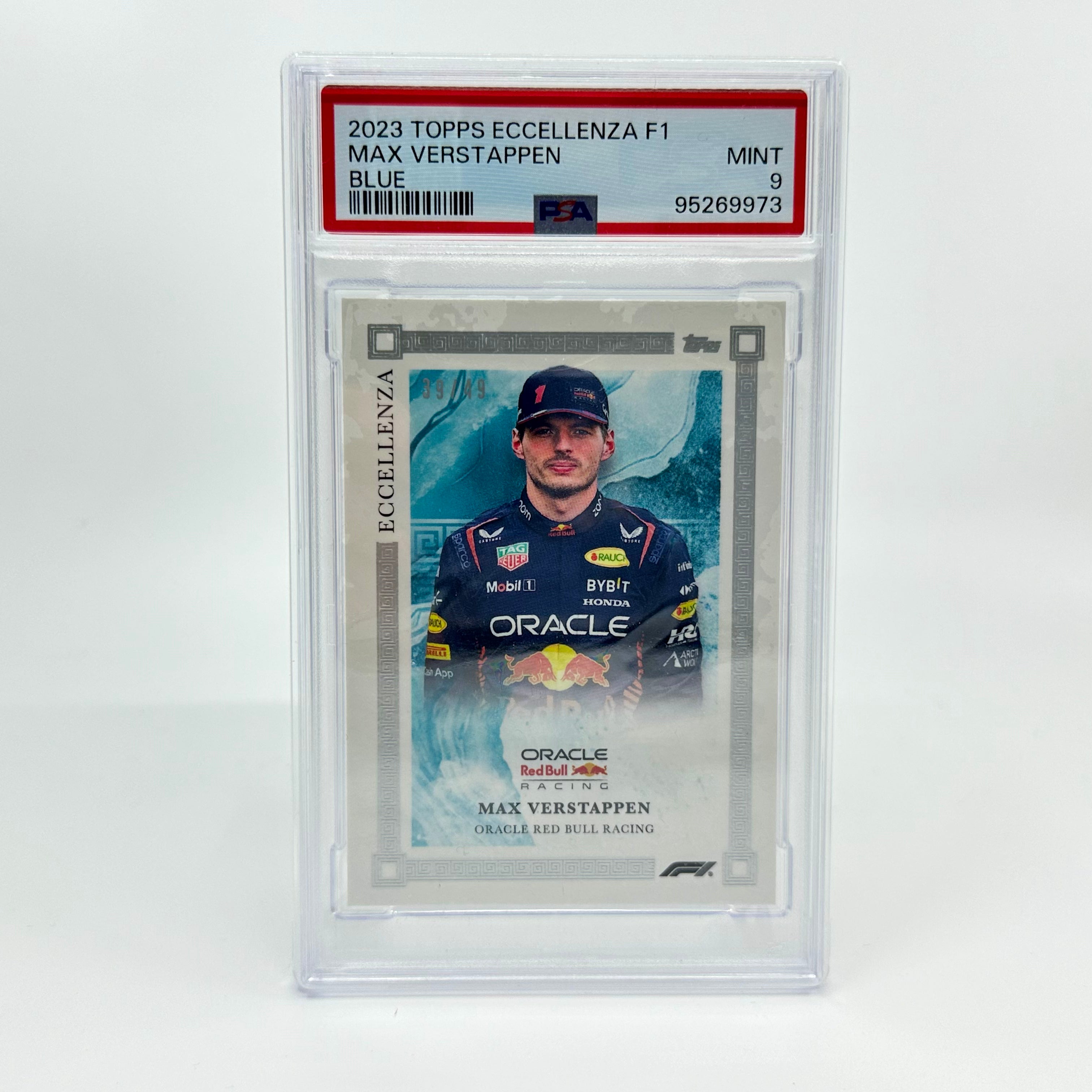 PSA 9 Graded Max Verstappen 2023 Eccellenza Blue #39/49 - Rare F1 Trading Card for Collectors & Racing Fans - Perfect for Display, Investment & Memorabilia Collections