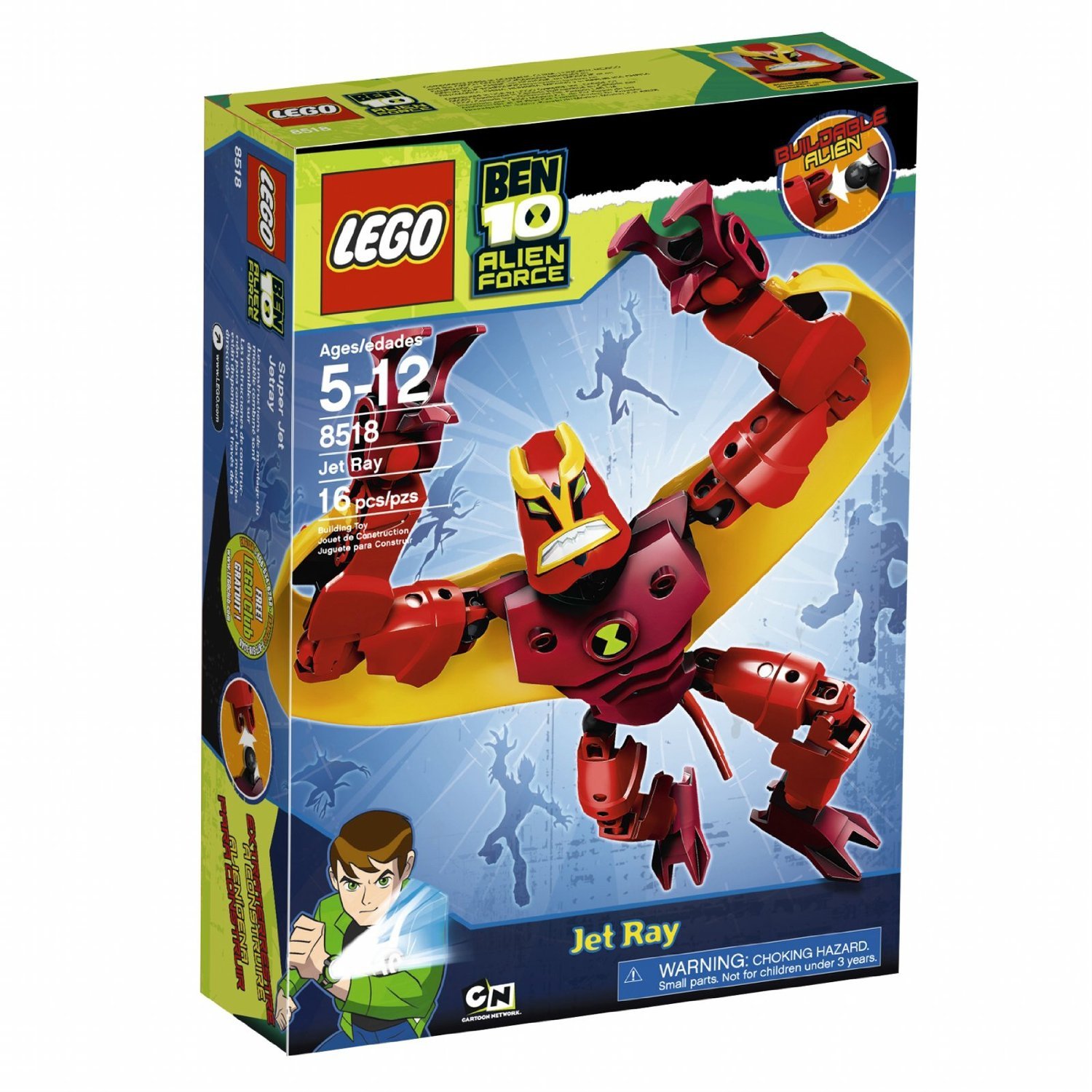 LEGO Ben 10 Jet Ray Building Set - 8518 Pieces, Alien Action Figure Toy for Kids Ages 6-12 | Perfect for Creative Play, Birthday Gifts & Collectors