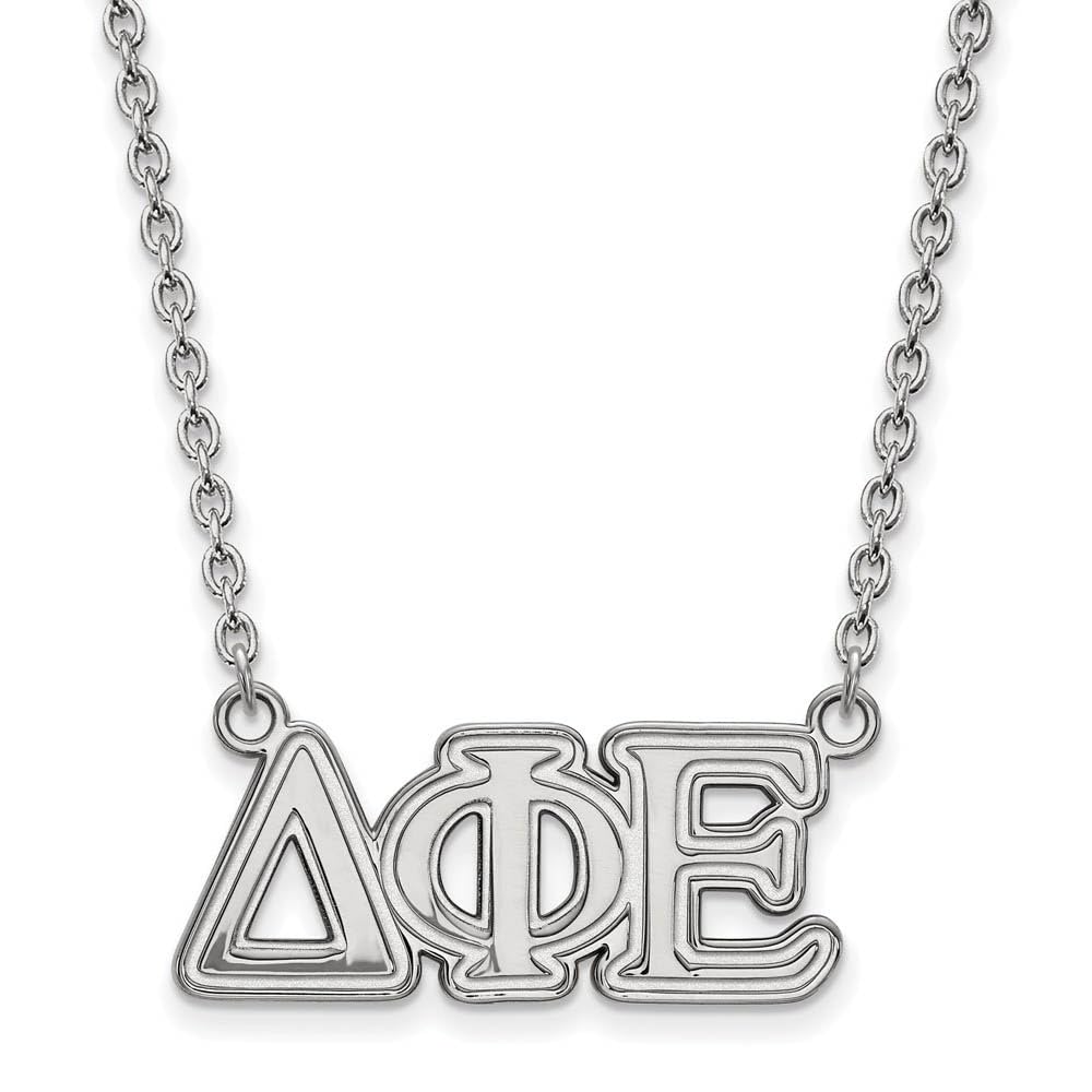 Delta Phi Epsilon Sorority Pendant Necklace - 18 Inch Sterling Silver Greek Letter Necklace with Chain - Perfect for Sisterhood Events, Graduation Gifts & Greek Life Accessories | Ideal for Bid Day, Initiation Ceremonies & Sorority Pride | Great for Sorority Sisters, College Gifts & Greek Organization Jewelry