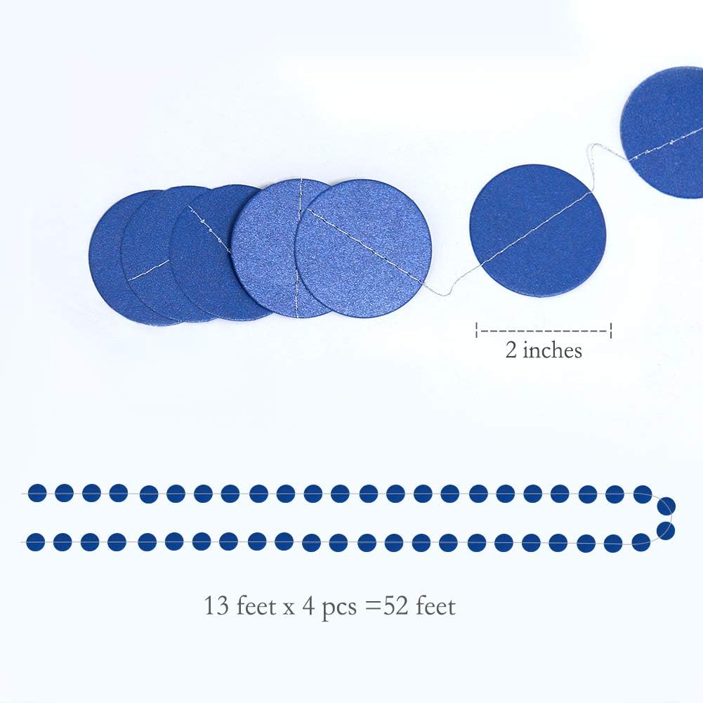 Navy Blue Polka Dot Garland - Wedding Party Decorations, Winter Wonderland Hanging Streamers, Circle Dot Backdrop Banner for Birthday, Baby Shower & Bachelorette - Perfect for Indoor/Outdoor Events, Photo Booths & Holiday Celebrations