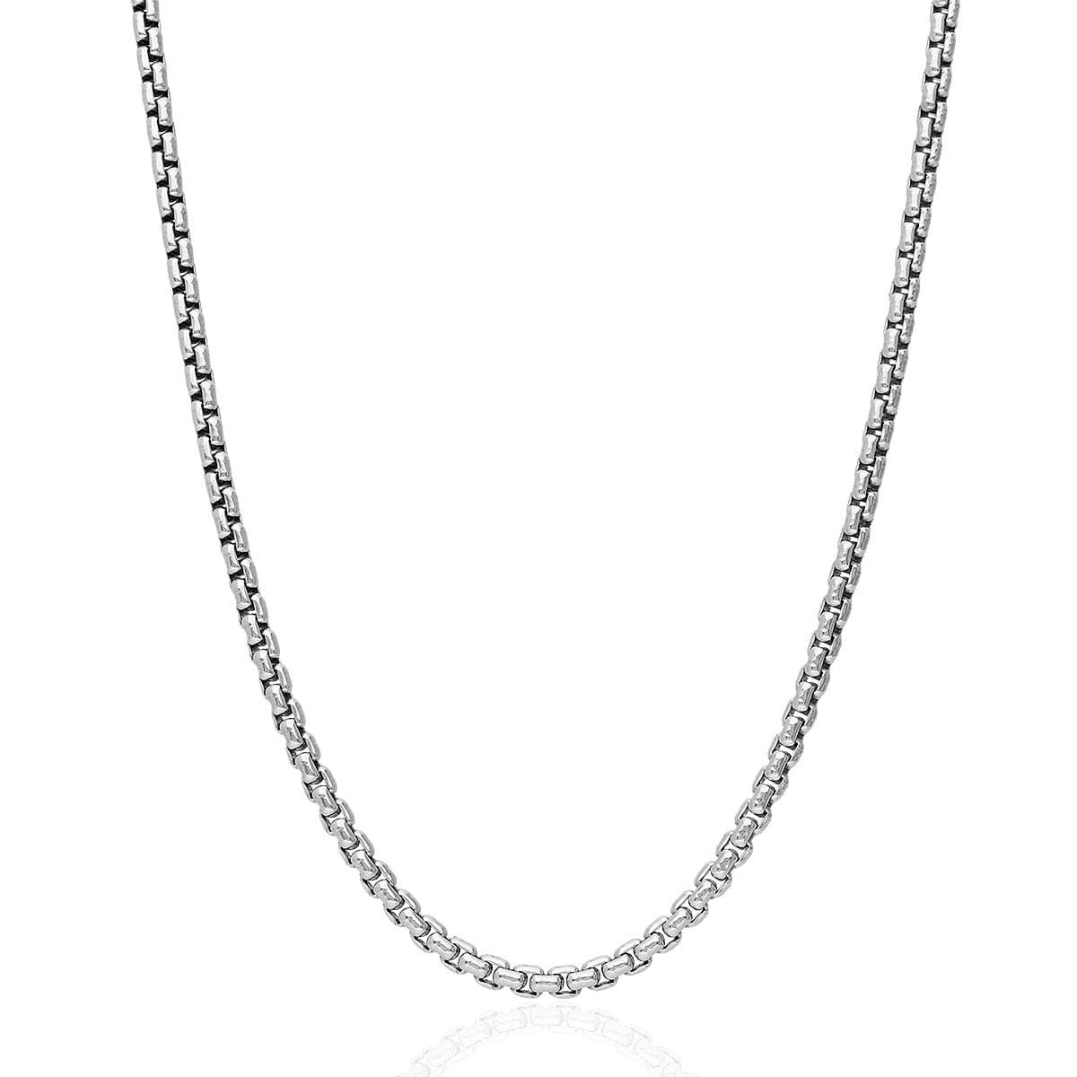 Premium .925 Solid Sterling Silver Round Box Link Necklace Chain 1MM-5MM - Heavy Duty Rhodium Plated Jewelry for Men & Women | Made in Italy | Perfect for Layering, Gifts & Everyday Wear