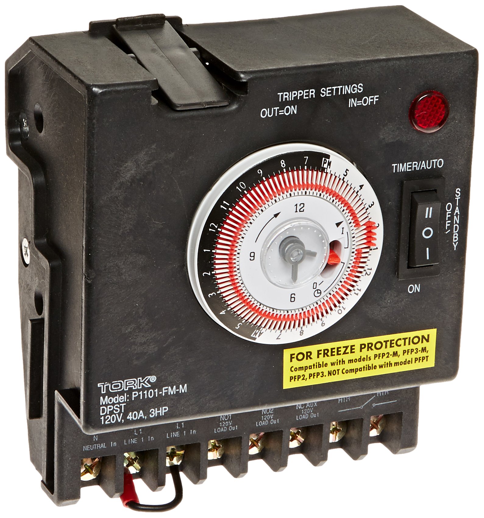 NSI Industries P1101FM-M 24 Hour DPST Swimming Pool Timer with Fireman Switch - Heavy Duty Outdoor Timer for Pool Pumps, Spas & Water Features | Weatherproof & Energy Efficient