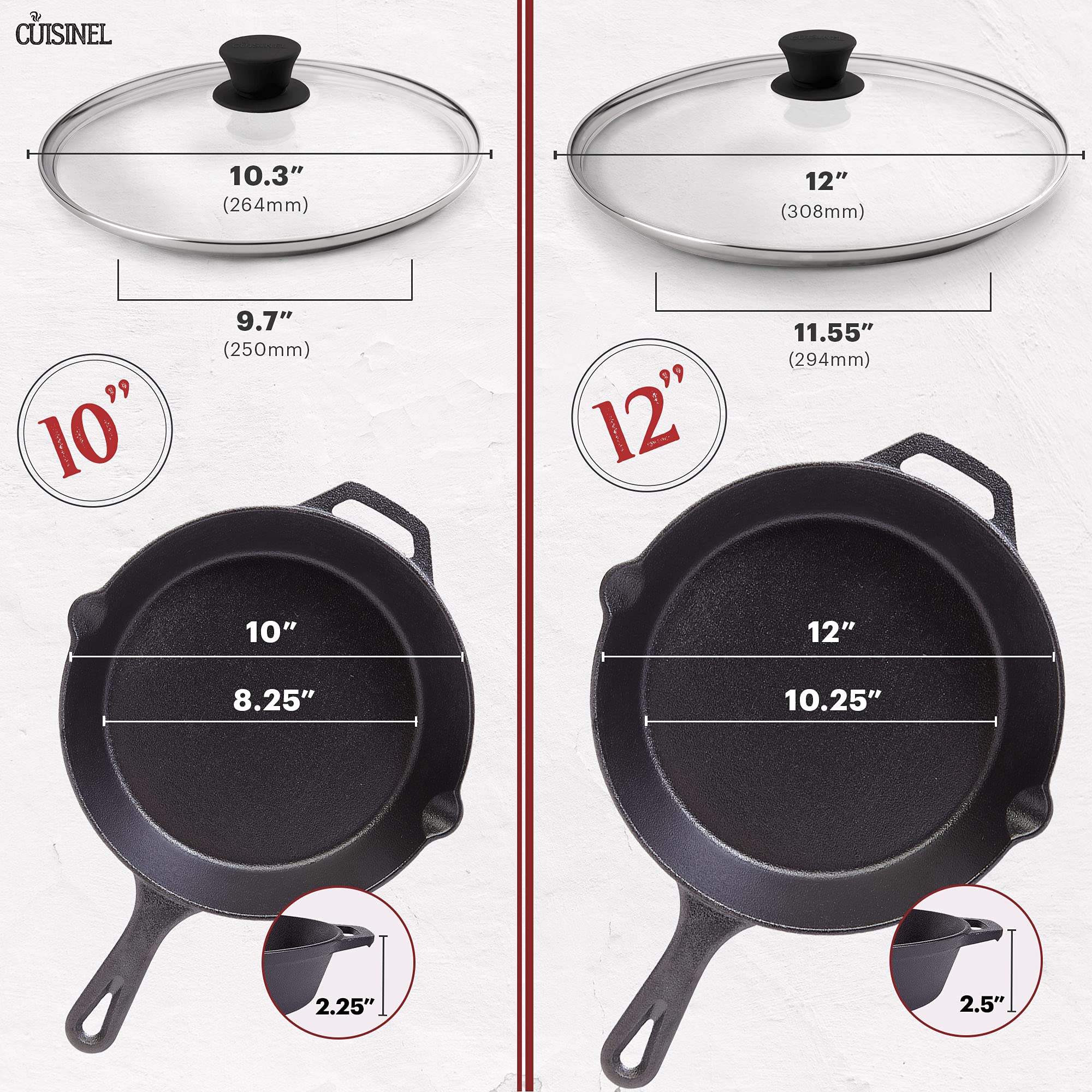 Cuisinel Cast Iron Skillets Set - 6