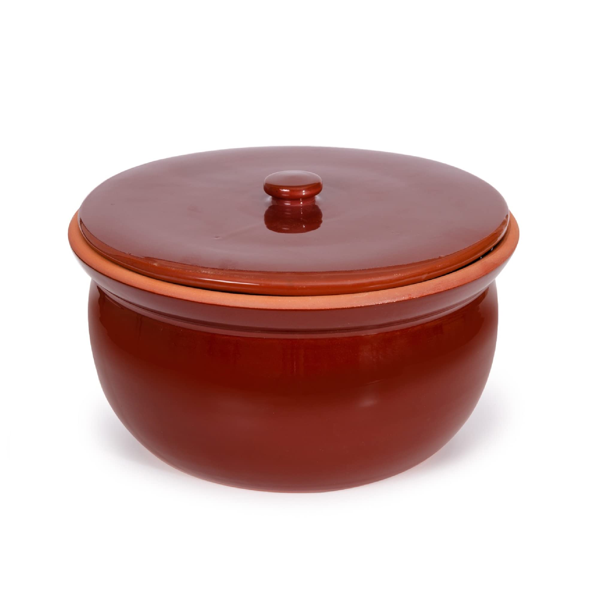 Handmade Glazed Clay Cooking Pot with Lid - Traditional Portuguese Terracotta Roaster, Korean & Moroccan Earthenware for Bibimbap, Stews, Chicken | Large Size | Perfect for Slow Cooking, Baking & Serving Authentic Dishes