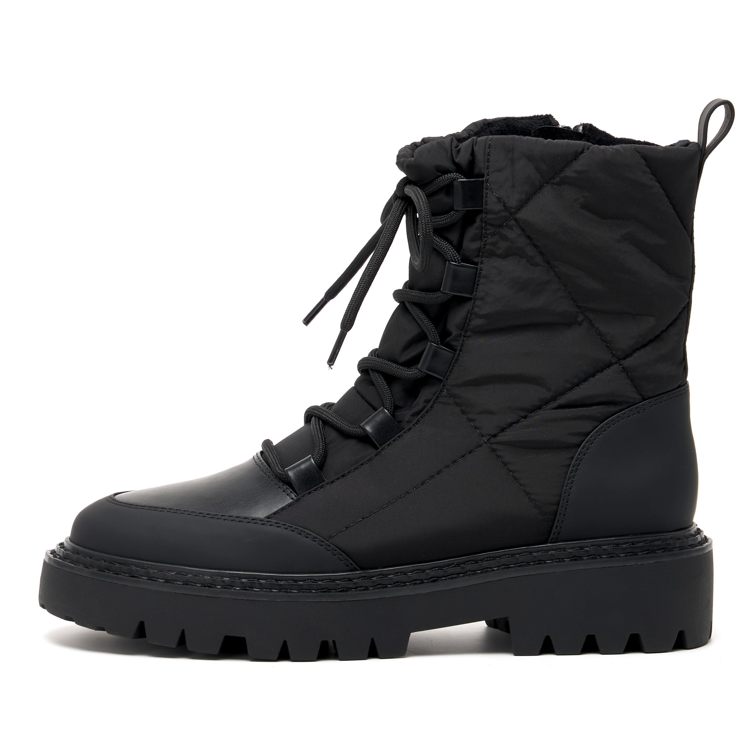 Vodvob Women's Combat Boots - Lace Up Ankle Boots with Lug Sole & Thick Lining | Zipper Winter Booties for Warmth | Perfect for Outdoor Hiking, Street Fashion & Cold Weather