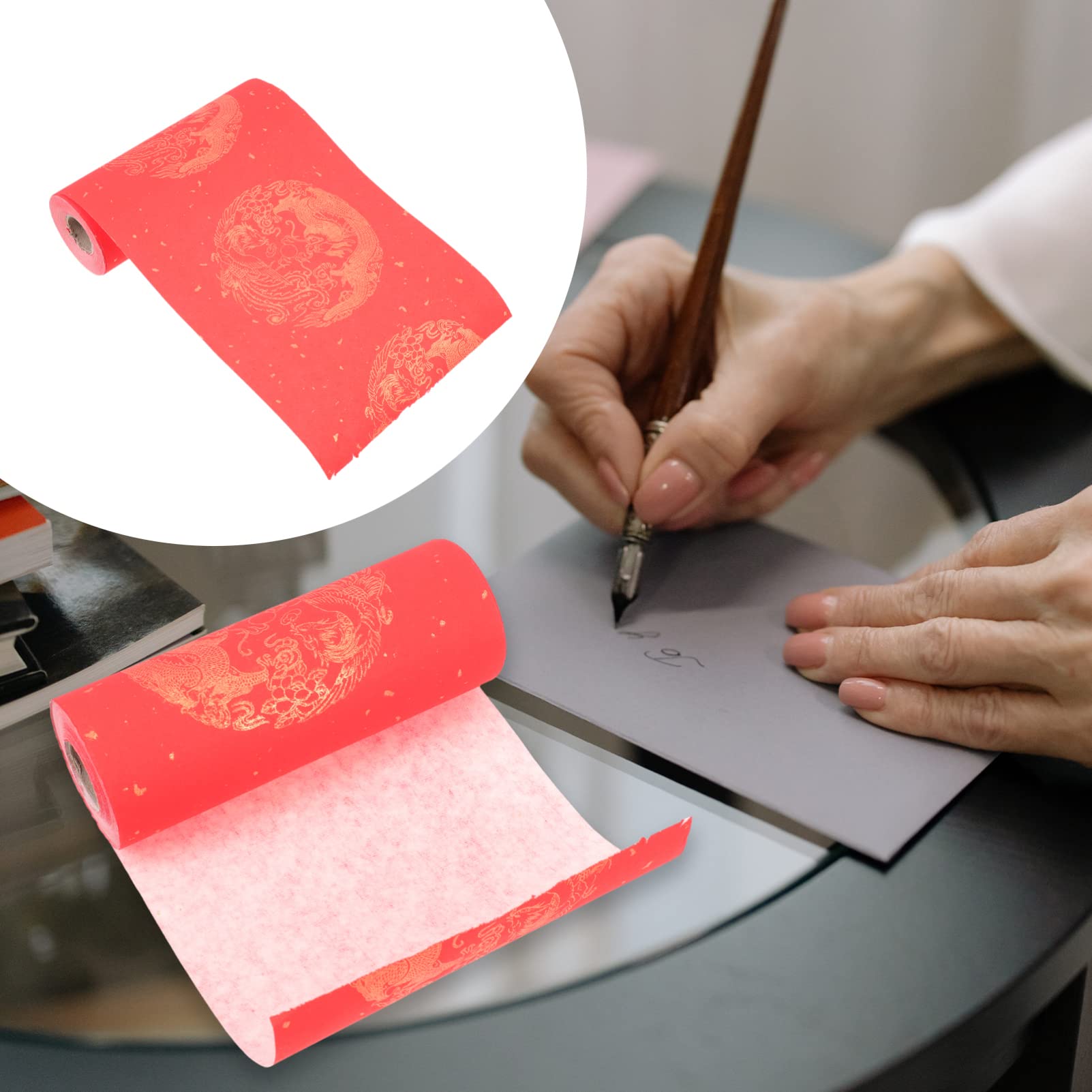Wakauto 1 Roll Red Chinese Couplet Paper - Sumi Xuan Paper for Spring Festival Calligraphy, New Year Decorations & DIY Scroll Art | Perfect for Home Decoration, Gift Wrapping & Traditional Chinese Celebrations