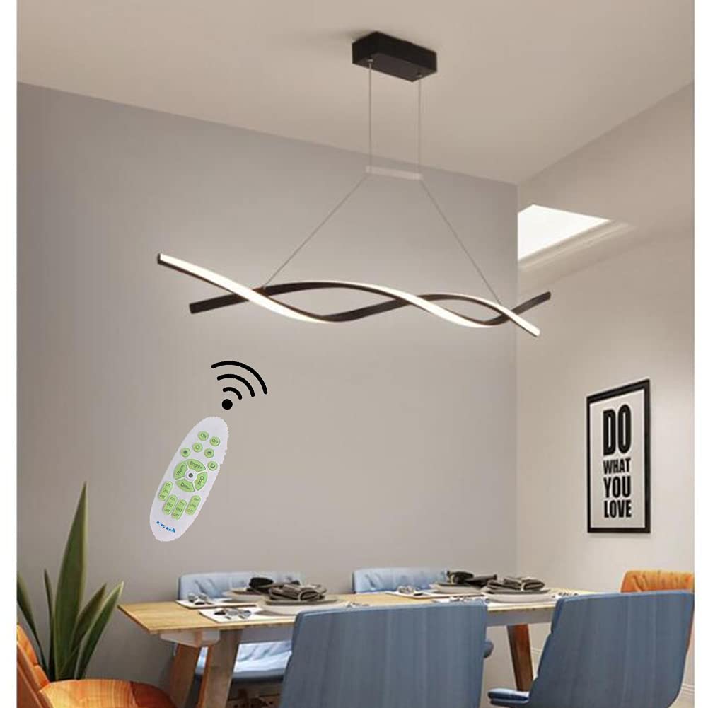Modern LED Chandelier Light - Dimmable 3000K~6500K with Remote Control, Adjustable Hanging Ceiling Lamp for Dining Room, Living Room, Bedroom, Kitchen & Study | Flush Mount Pendant Lighting for Home Decor & Ambient Lighting