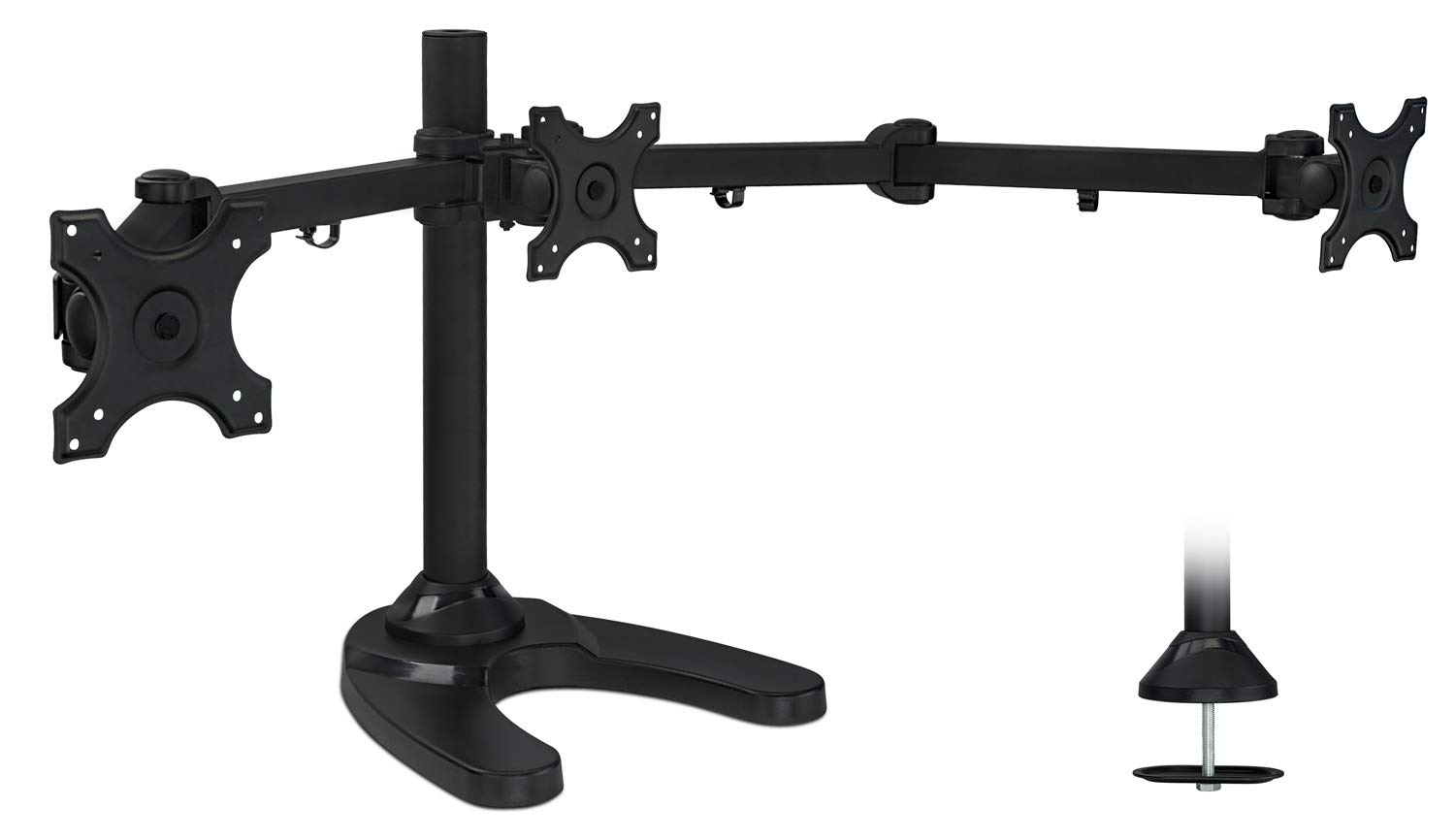 Mount-It! Triple Monitor Stand for 19-24 Inch Screens - Heavy Duty Adjustable 3 Monitor Mount with Free Standing & Grommet Bases - VESA 75/100 Compatible - Perfect for Home Office, Gaming Setup & Workstation Ergonomics