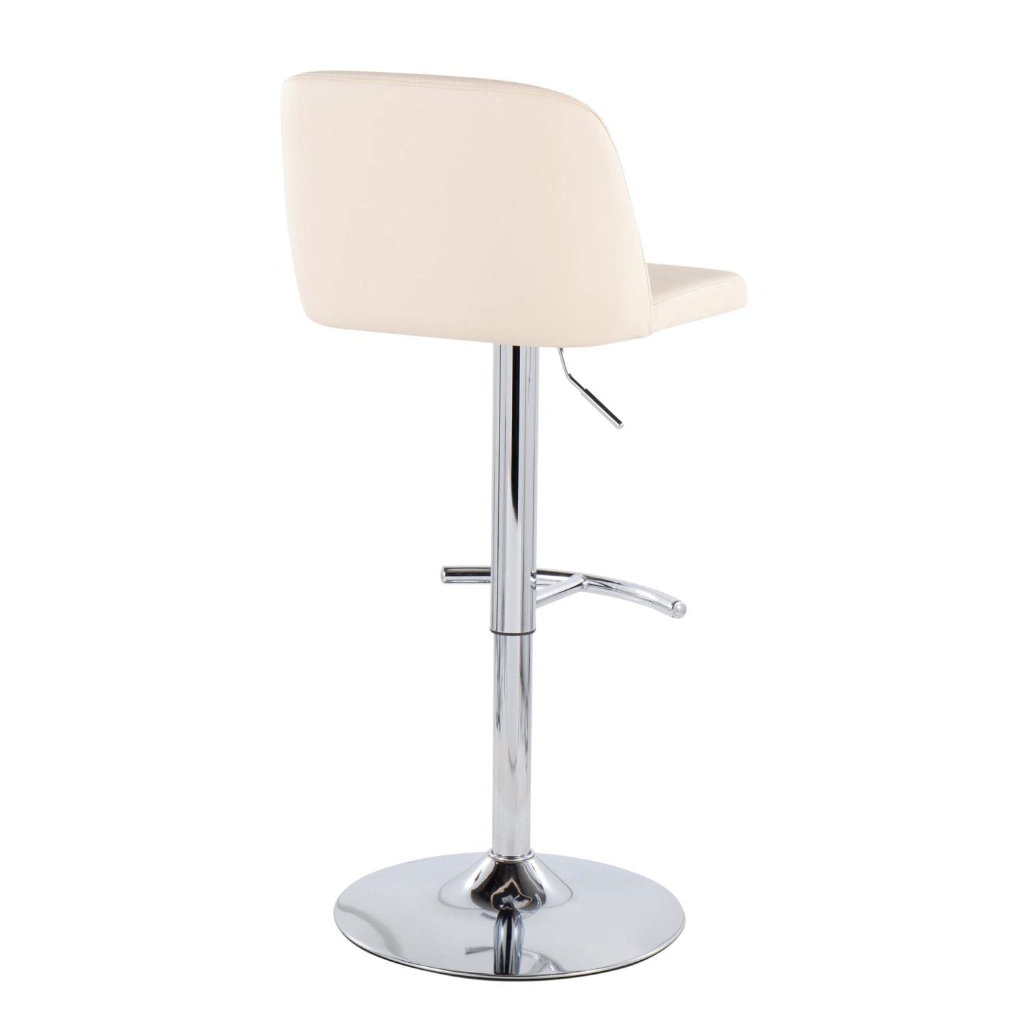LumiSource Toriano Adjustable Swivel Bar Stool Set of 2 - Chrome Metal Frame with Cream Faux Leather Seat - Perfect for Kitchen Island, Home Bar & Dining Counter