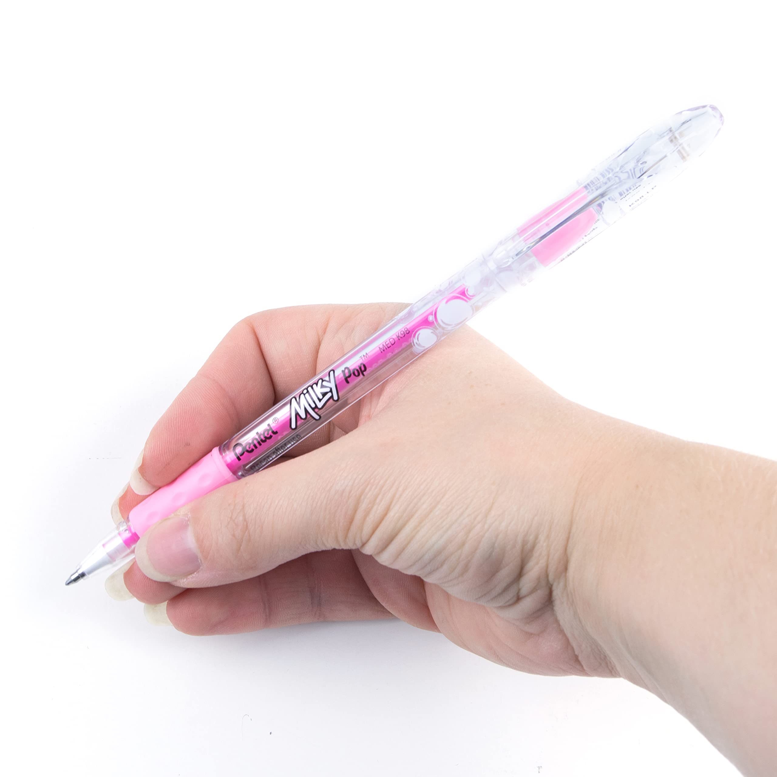 Pentel Milky Pop Pastel Gel Pen Set - 0.8mm Medium Point, 12 Pink Ink Pens (K98-LP) for Journaling, Note Taking & Creative Writing