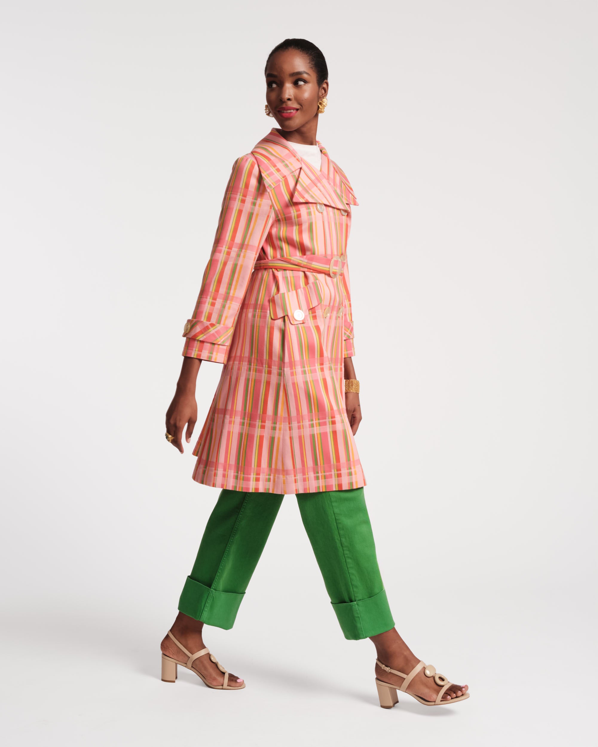 Jacqueline Coat - Women's Stylish Plaid Jacket with Candy Ribbon Trim | Perfect for Fall and Winter Fashion, Office Wear & Casual Outings