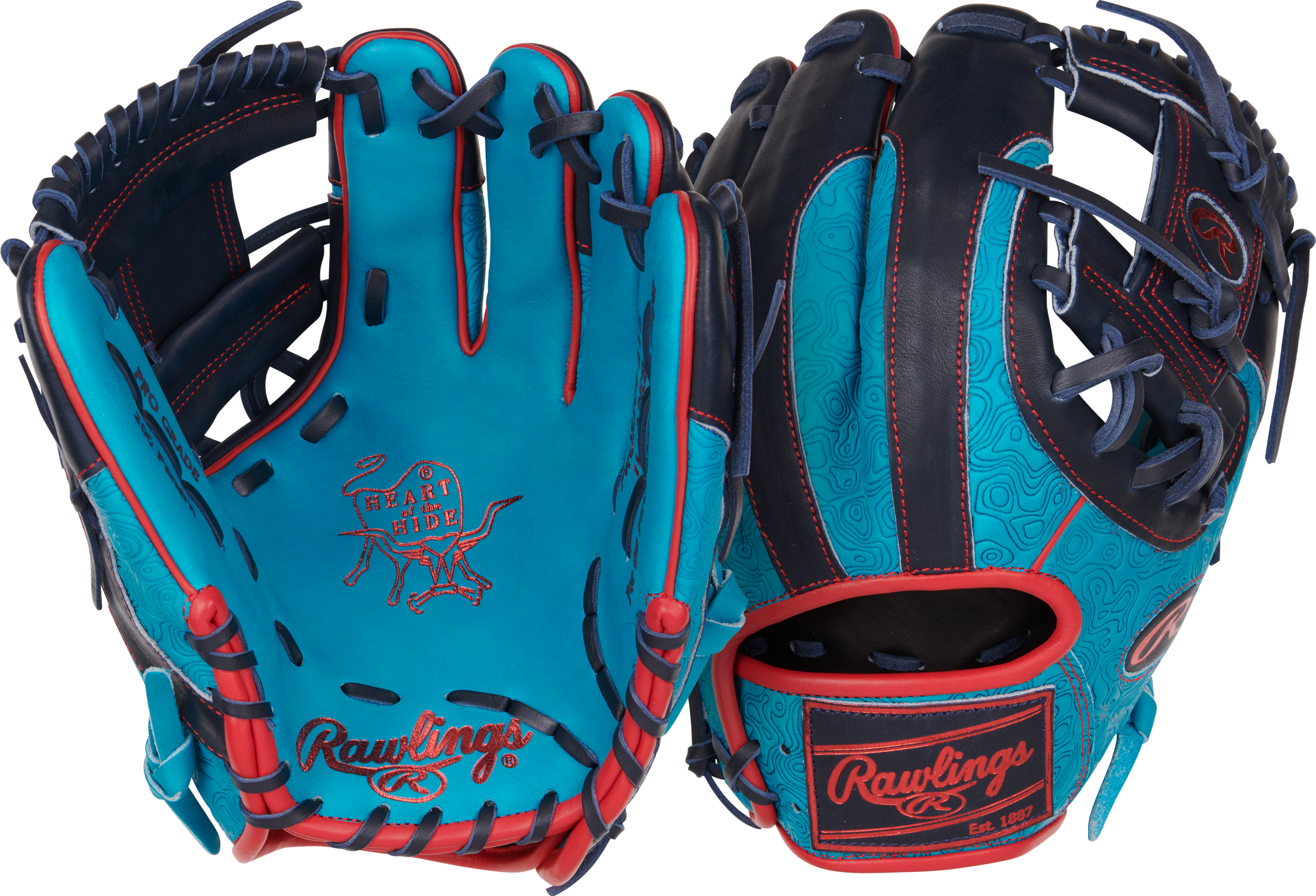 Rawlings ColorSync 9.0 Heart of the Hide PROR204 2TE Baseball Glove 11.5 Inch - Premium Infield Glove for Baseball Players & Coaches - Perfect for Training, Games & Fielding Practice