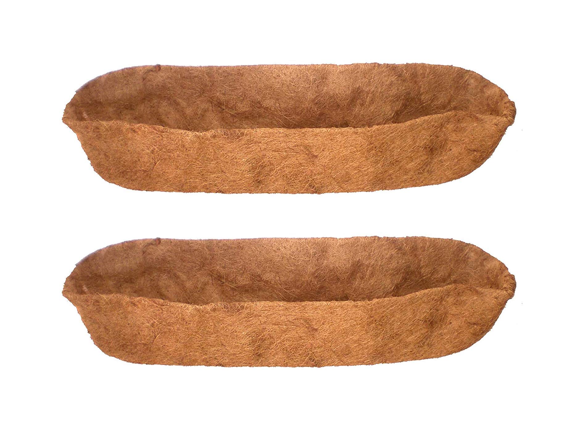 HUNIKC 2-Pack 24 Inch Coconut Fiber Planters Liners - Pre-Formed Coco Coir Basket Liners for Window Boxes, Wall Planters & Hanging Baskets - Durable Natural Replacement Liners for Indoor/Outdoor Gardening & Decoration