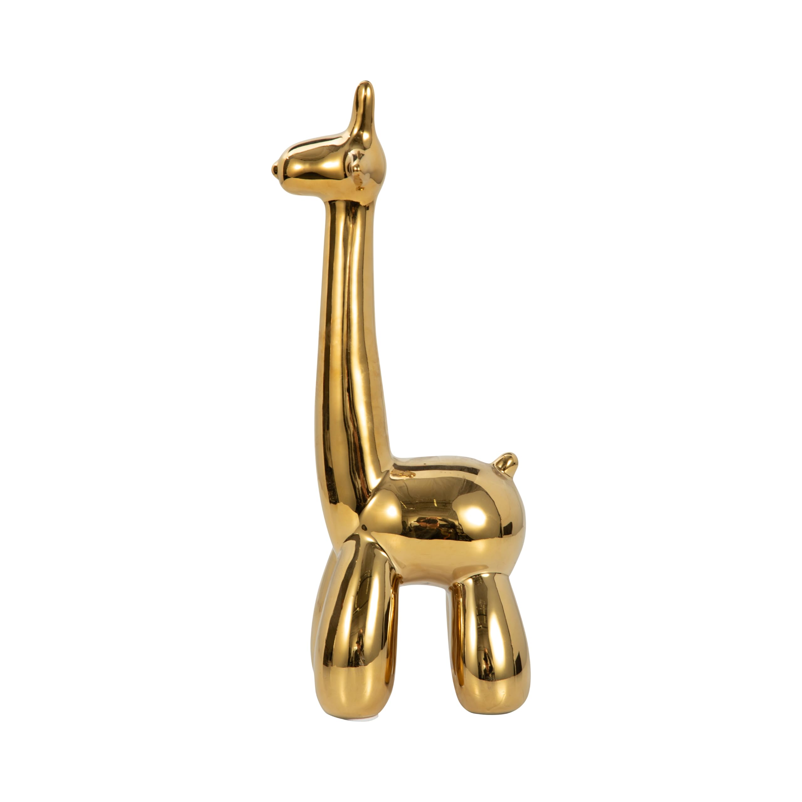 Sagebrook Home Ceramic Giraffe Figurine - Decorative Stoneware Statue with Metallic Gold Finish - 13 Inch Tall Animal Sculpture for Home Office Decor, Gift, and Shelf Display