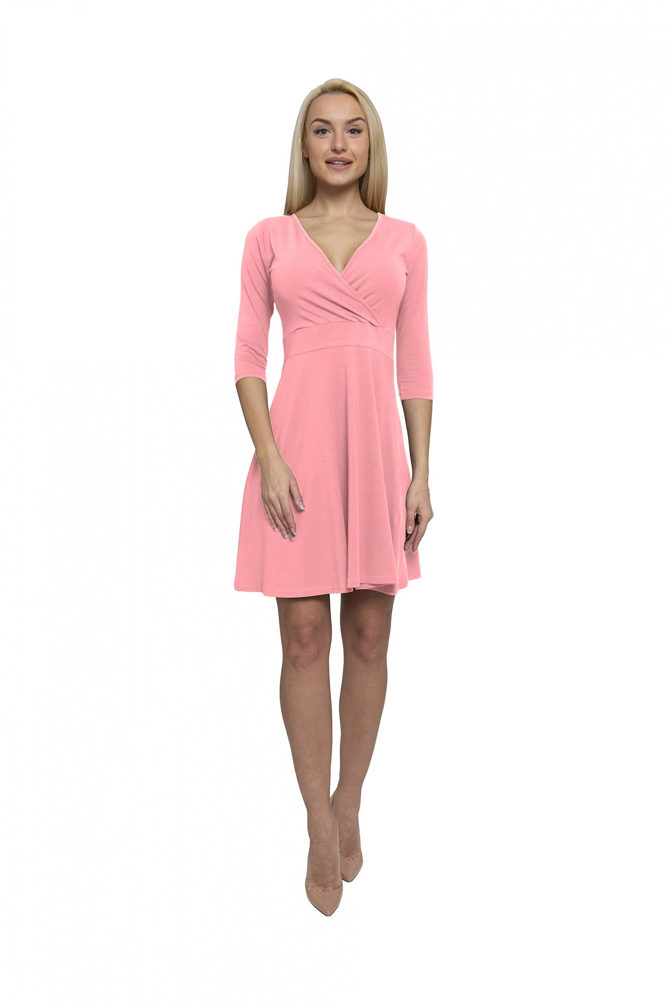 Lunarable Women's Cross Wrap A-Line Long Sleeve Dress - Elegant Flowy Midi Dress for Casual Outings, Date Nights & Special Occasions