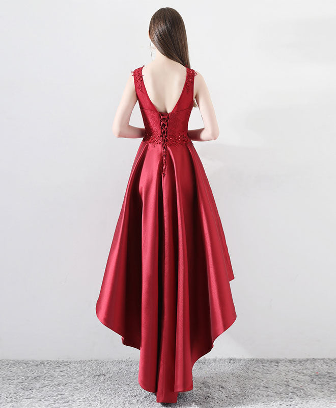 Elegant Burgundy Round Neck Lace Prom Dress | A-Line Bridesmaid Gown for Weddings & Formal Events | Perfect for Homecoming, Evening Parties & Special Occasions