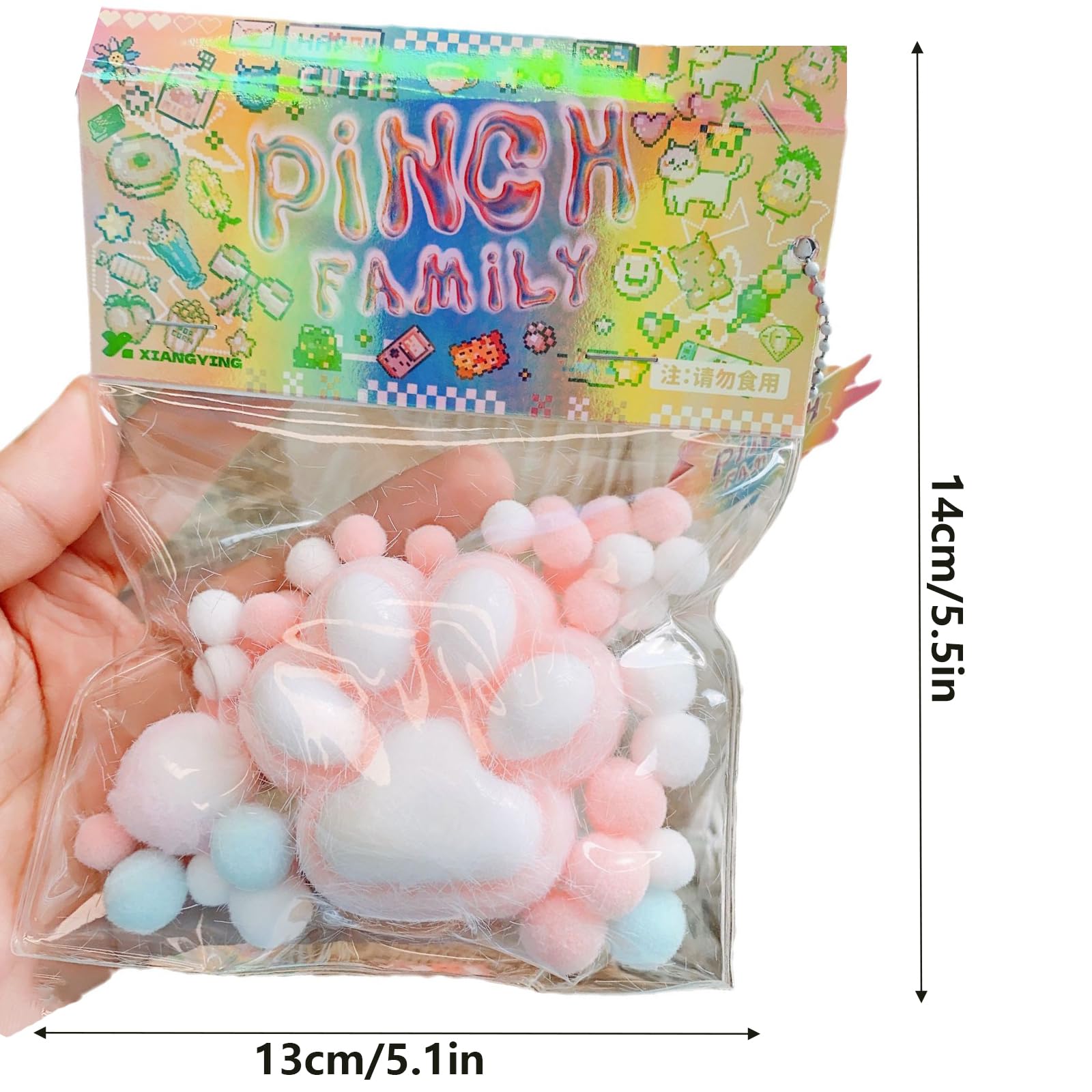 Taba Squishy Cat Paw Sensory Toys - Kawaii Squeeze Stress Relief Fidget Toy for Kids & Teens, Soft Faux Fur Ball with OPP Packaging - Perfect for Anxiety Relief, Classroom Focus & ADHD Therapy