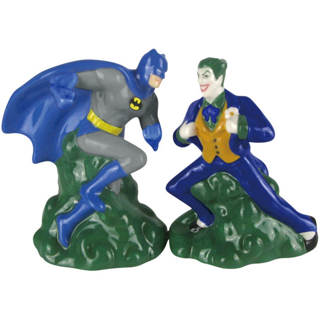 DC Comics Batman vs Joker Magnetic Ceramic Salt and Pepper Shaker Set - 4 Inch Kitchen Spice Dispensers, Perfect for Superhero Fans, Home Dining & Gift Giving