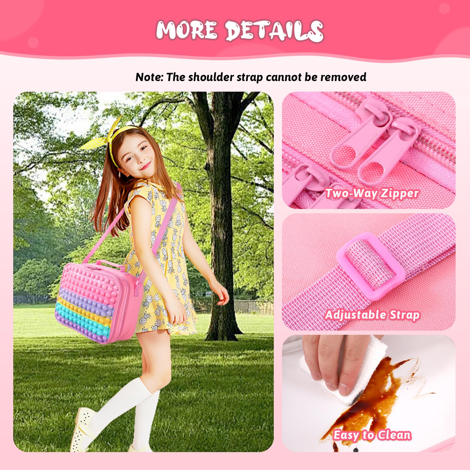 **Insulated Leakproof Lunch Box for Girls - Adjustable Strap Cooler Tote for School, Picnic & Outdoor Activities | Perfect for Kids' Lunches, Snacks & Beverages**
