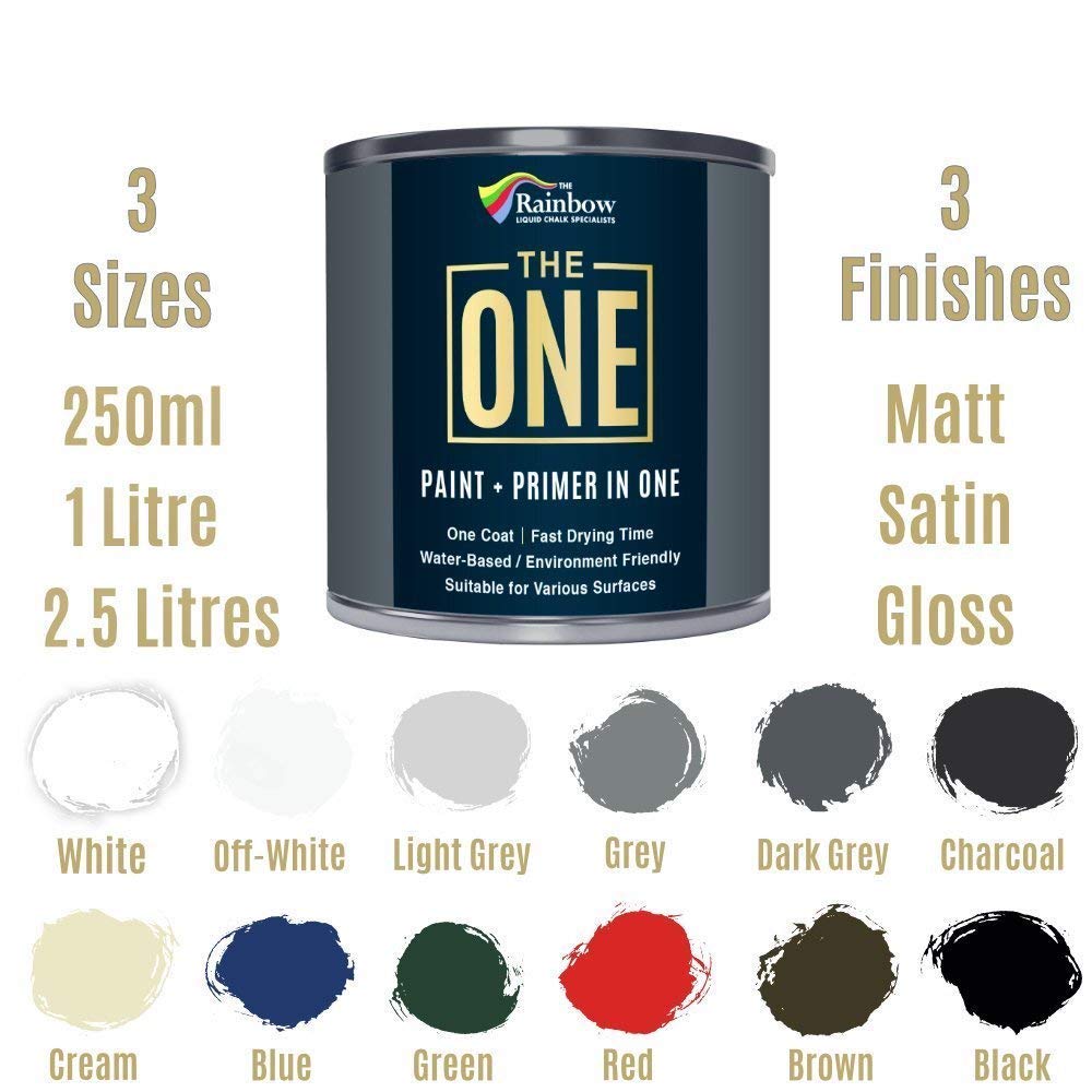 THE ONE Paint & Primer: Most Durable All-in-One Interior & Exterior Paint for Furniture, Cabinets, Doors, Walls - Fast Drying Water-Based Paint for Bathroom, Kitchen, DIY Projects (Blue, Satin Finish, 8.5oz) - Perfect for Home Renovation, Furniture Upcycling & Craft Painting