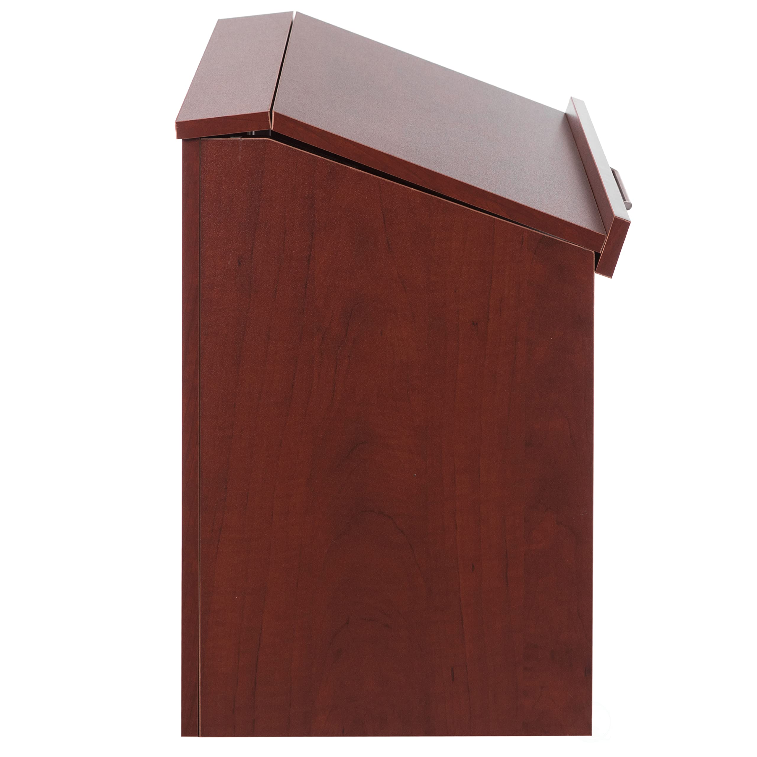 Basicwise Foldable Tabletop Portable Podium Stand - Lightweight & Adjustable for Church Sermons, School Presentations, Office Meetings & Home Use - Cherry Wood Finish - Perfect for Lecterns, Public Speaking & Event Hosting