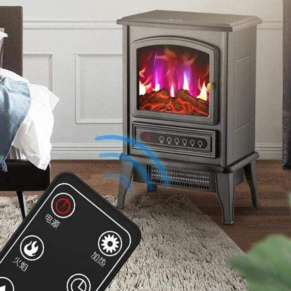 Electric Fireplace Heater with Wood Burning LED Flame - Freestanding, Recessed & Wall Mounted - Remote Control - Perfect for Living Room, Bedroom & Office Warmth