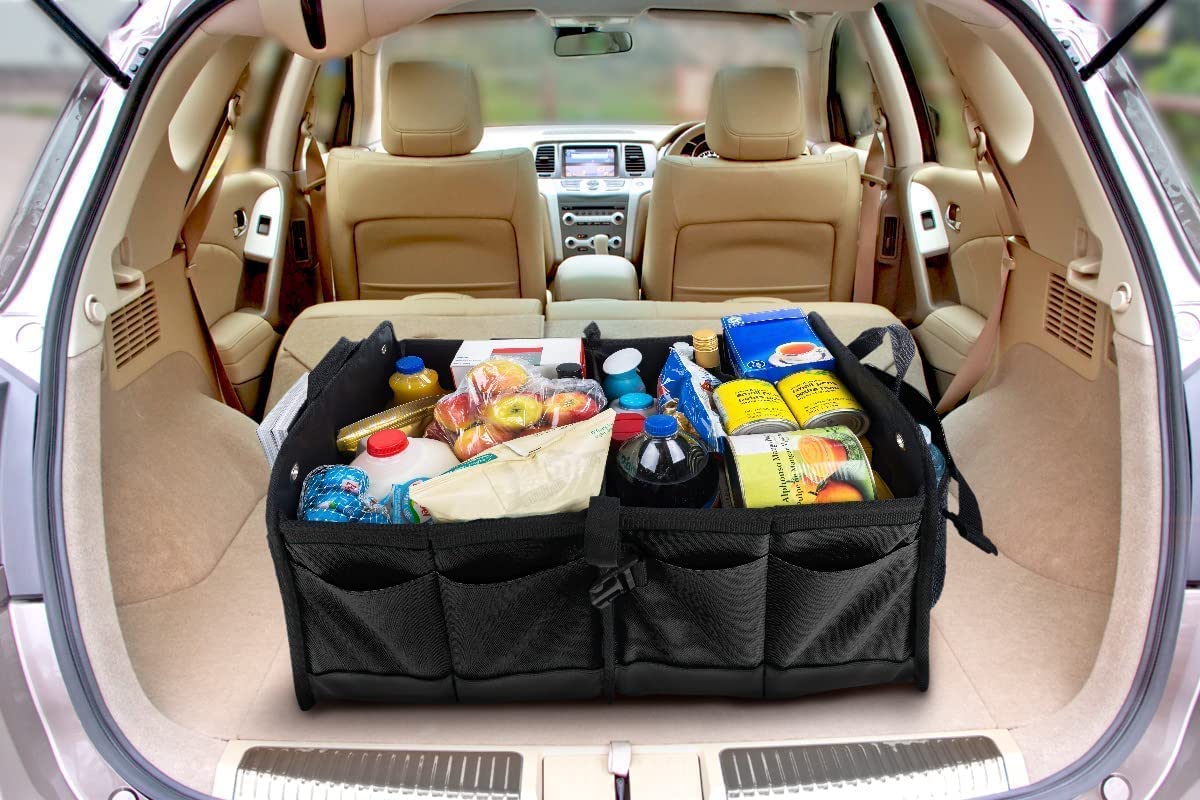 TRUNKCRATEPRO 2-Pack Car Trunk Organizers - Space Saving Storage for SUV, Sedan & Travel (Black & Blue) | 13% Off Bundle Deal | Perfect for Road Trips, Grocery Shopping & Vehicle Organization