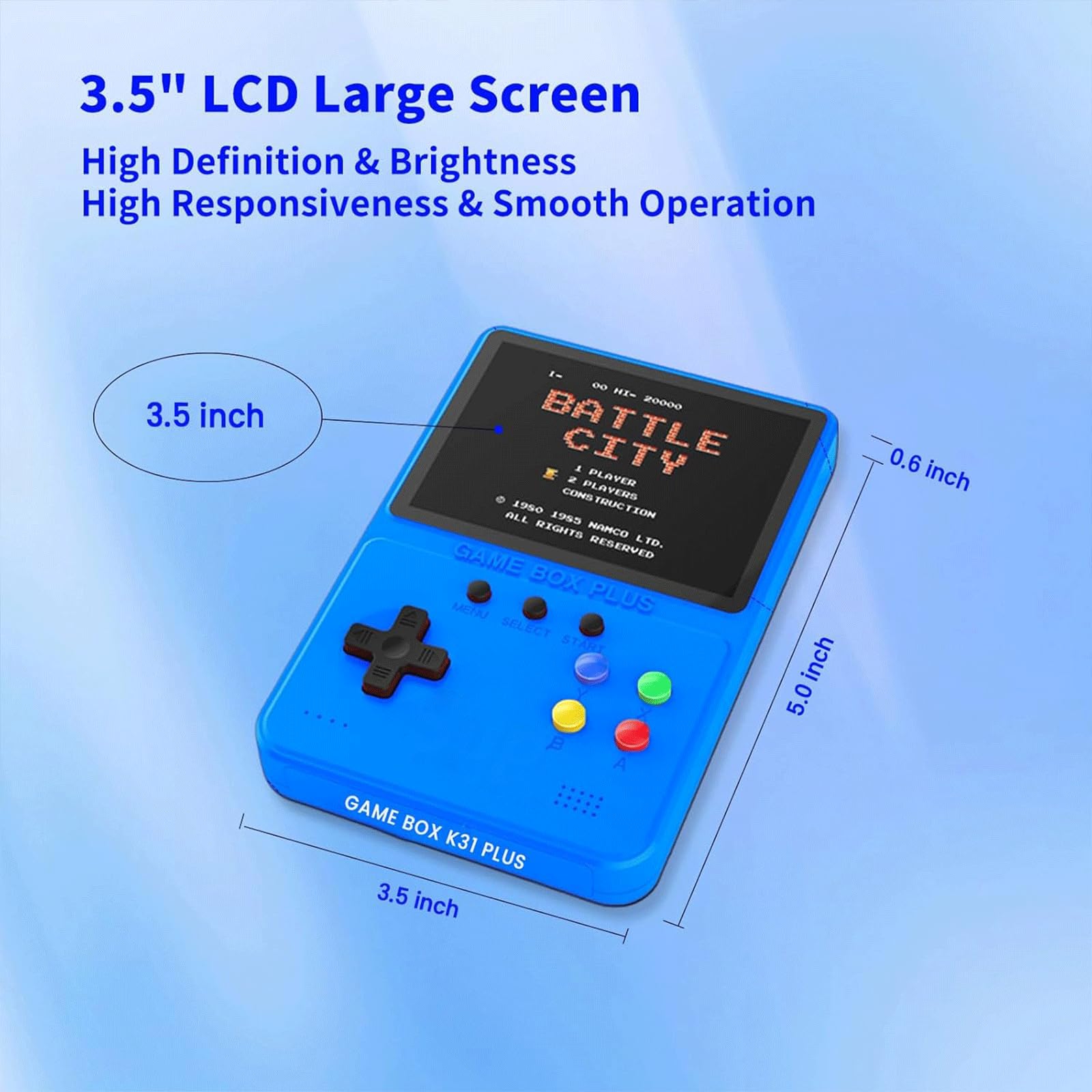 Retro Handheld Game Console - 3.5 Inch LCD Screen, Portable & Rechargeable, 500 Classic Preloaded Games, 2 Player Support - Perfect for Travel, Commuting, and Family Game Nights (Great Christmas Gift for Kids & Adults)