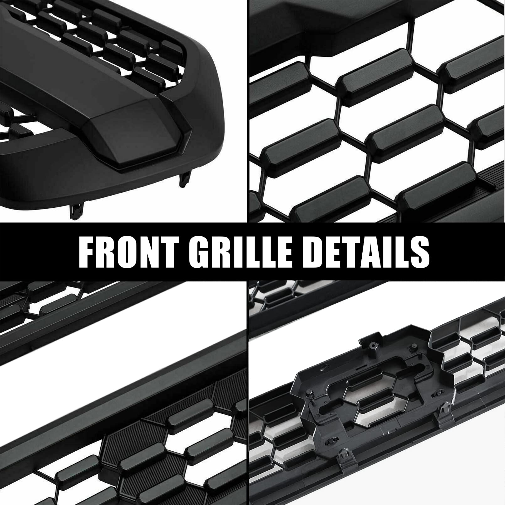 2016-2022 Toyota Tacoma Front Bumper Grille Hood Grill - Matte Black Hollow Mesh Design with Accessories | Off-Road Upgrade & Custom Styling for Pickup Trucks