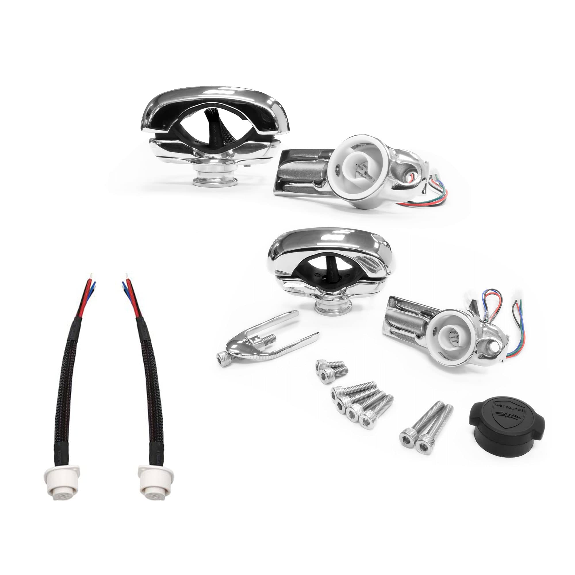 Wet Sounds ADPTC3-SMINI Swivel Clamp Pair for REV Tower Speakers with 6-Pin RGB LED Harness - Perfect for Marine Audio & Boat Sound System Upgrades