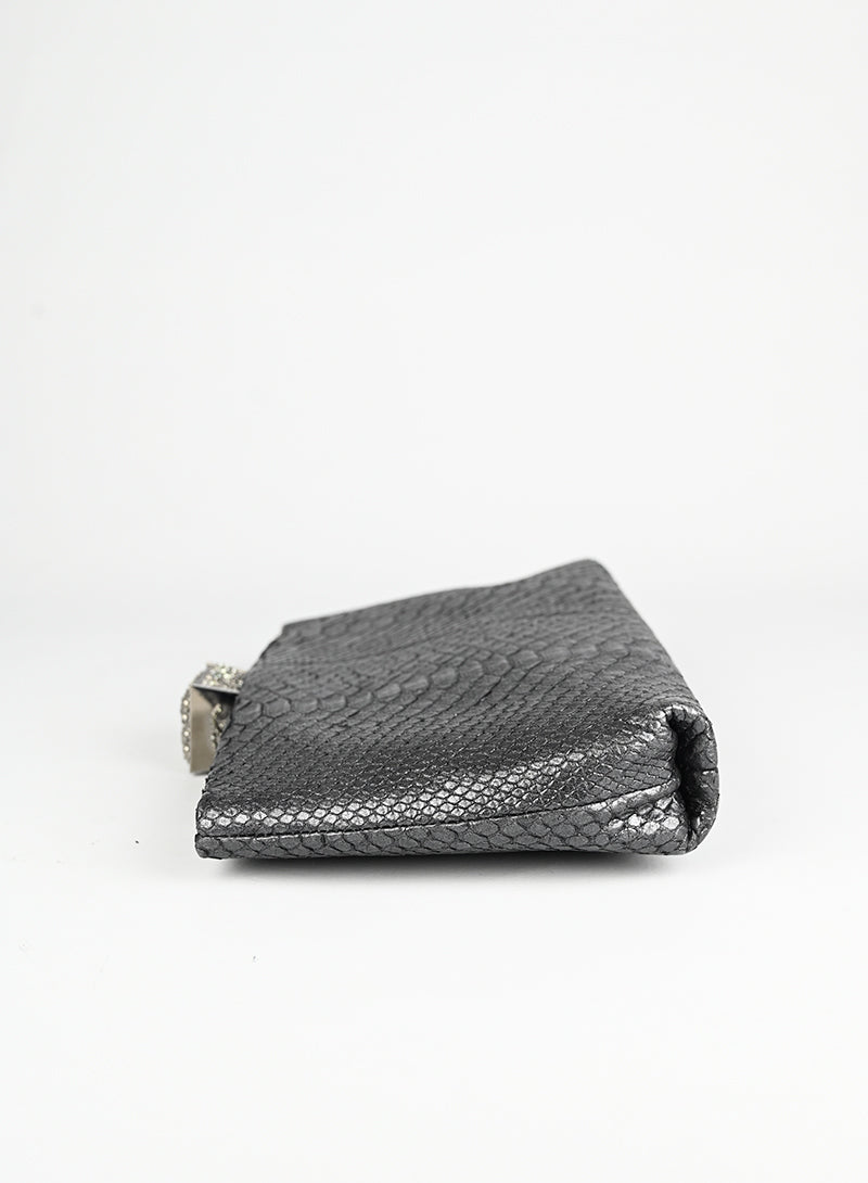 Chanel Pochette Handbag in Anthracite Python Leather - Elegant Evening Clutch for Parties & Special Occasions