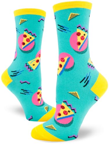 80s Pizza Party Crew Socks in Surf