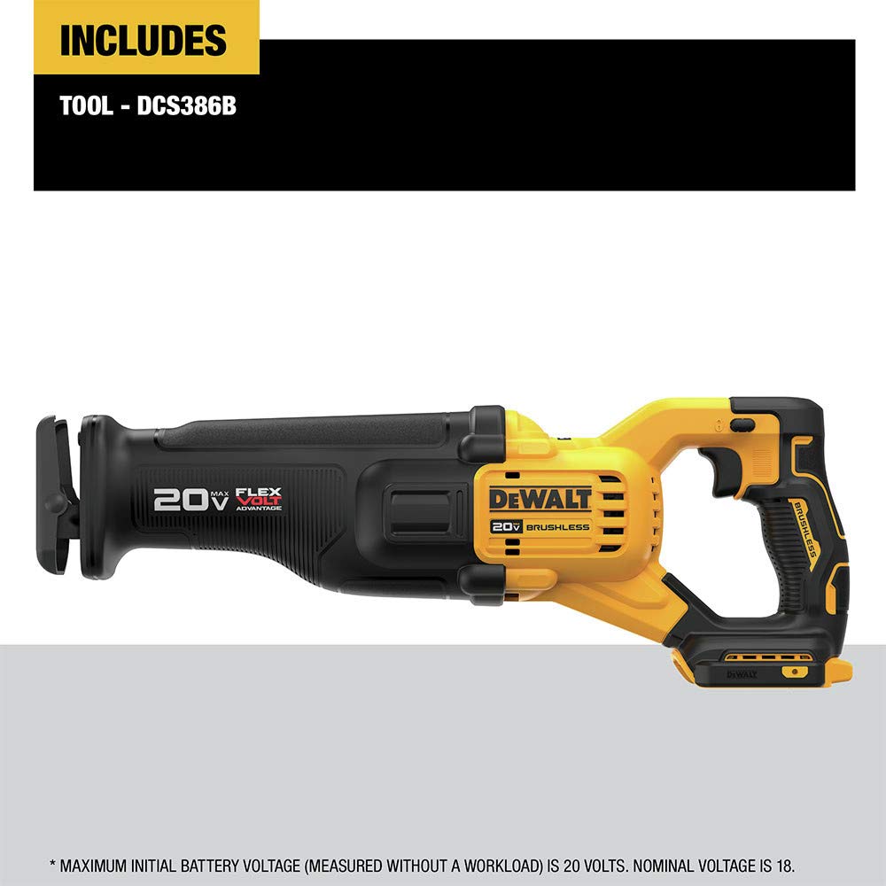 DEWALT 20V MAX FLEXVOLT Cordless Reciprocating Saw with Brushless Motor - Powerful Cutting Tool for Construction, Demolition, and Woodworking Projects
