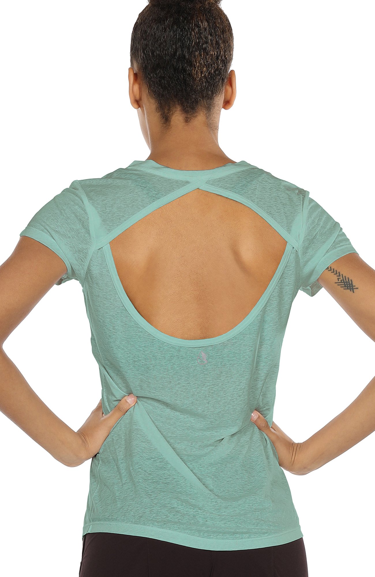 icyzone Women's Open Back Workout T-Shirt - Breathable Running Gym Shirt & Yoga Top for Exercise, Sports & Fitness | Perfect for Yoga, Gym, Running & Outdoor Activities