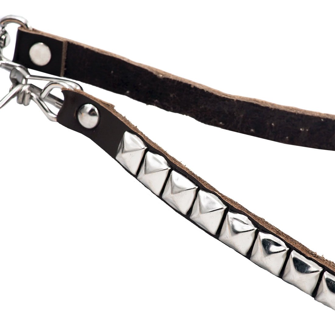 Square Studded Leather Wallet Chain for Bikers & Punk Style - Brown Keychain | Perfect for Motorcycle Enthusiasts & Edgy Fashion Accessories