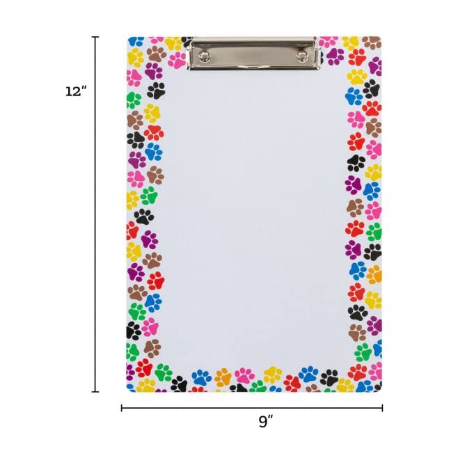 Paw Print Clipboards - Set of 6 for Classroom & Office Use