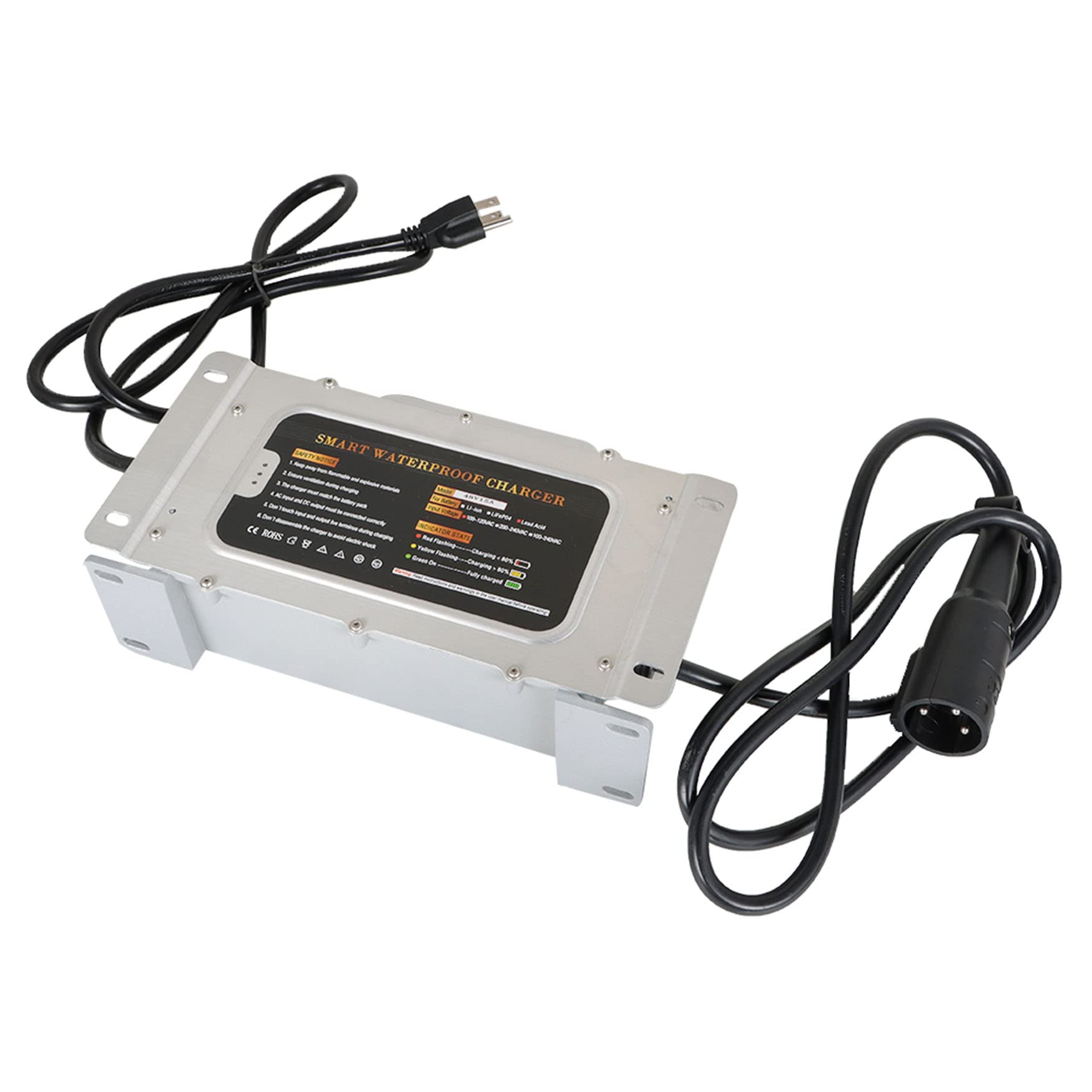 48V 15A Golf Cart Battery Charger with 3-Pin Round Plug | Fast Charging for EZGO, Club Car & Yamaha | Perfect for Golf Courses, Resorts & RV Camping