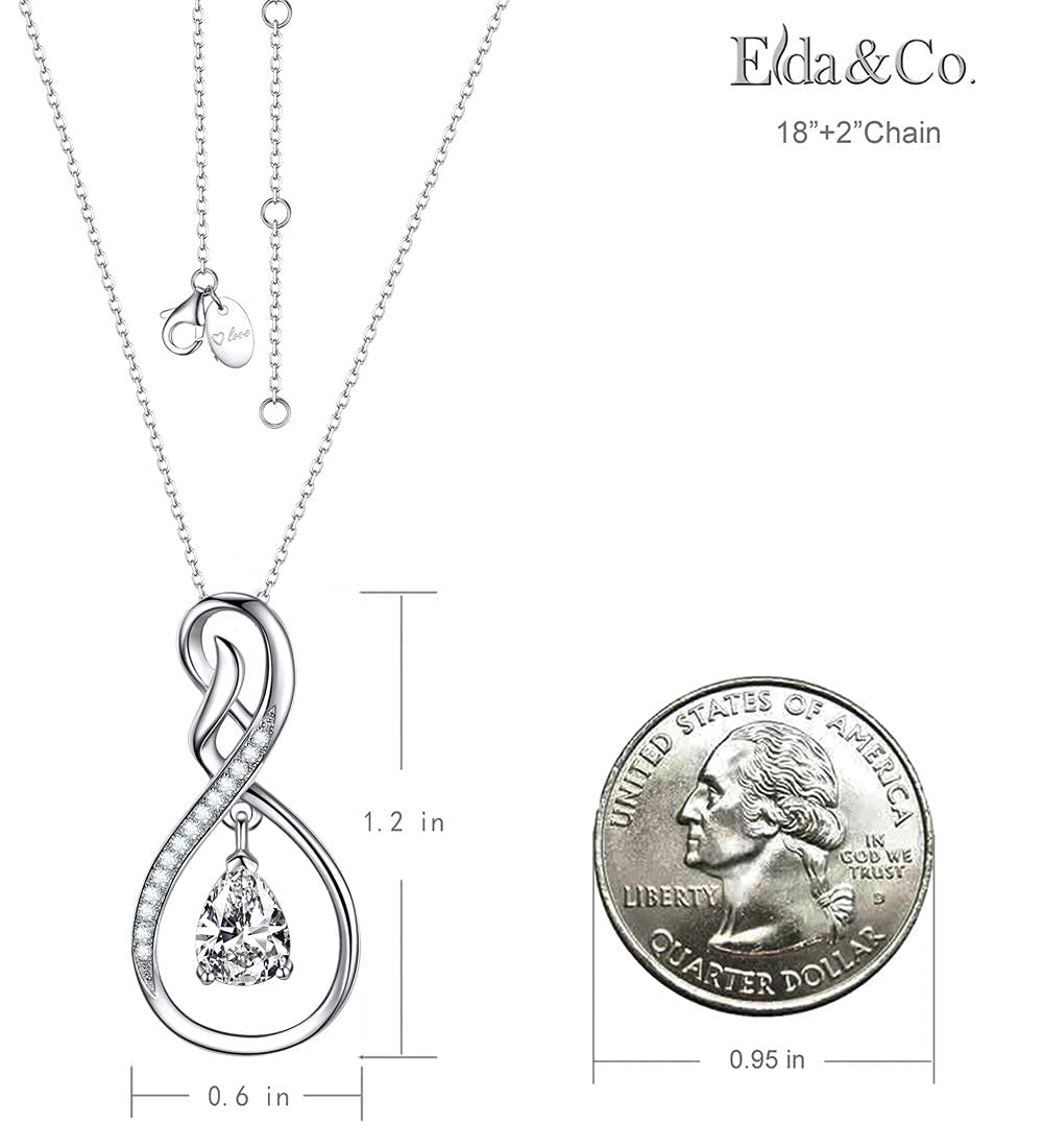 Forever Love Infinity Necklace for Women - April & May Birthstone Jewelry with Simulated Diamond & Emerald - 925 Sterling Silver Gift for Wife, Mom, Her - Perfect for Birthdays, Anniversaries & Special Occasions