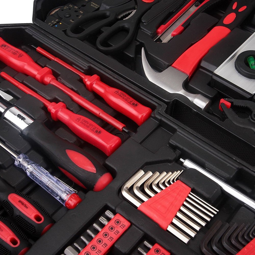 799-Piece Rolling Tool Kit Set with Aluminum Trolley Case - Complete DIY Mechanics Hand Tool Set for Auto Repair, Home Improvement & Workplace - Portable Socket Wrench Organizer for Garage, Workshop & Professional Use