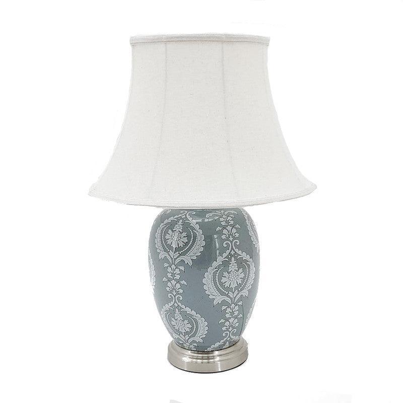 Burford Grey Ceramic Table Lamp - Modern Home Decor for Bedroom, Living Room & Office - Soft Lighting for Reading & Relaxation