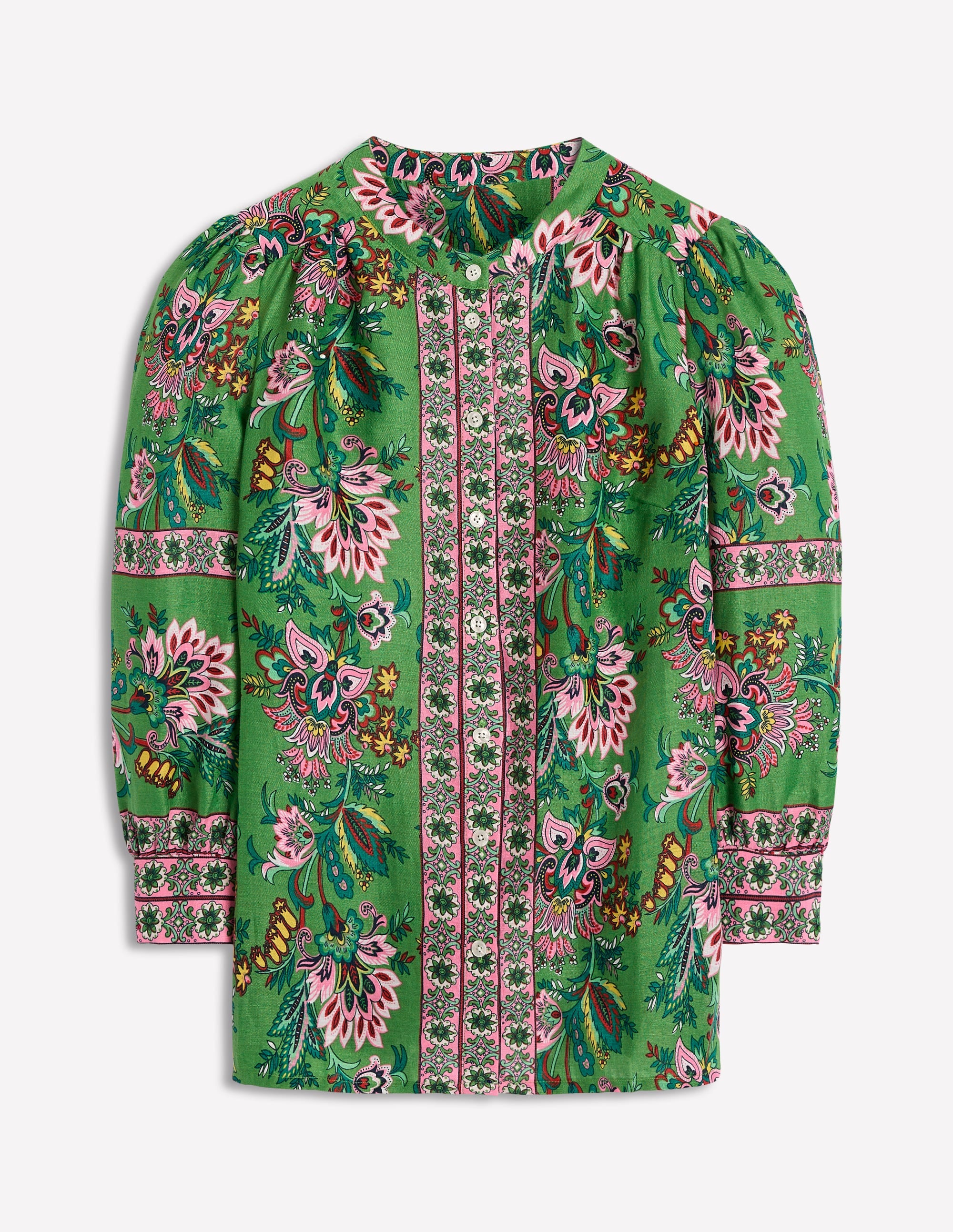 Alicia Women's Linen Blouse - Floral Print Short Sleeve Tops for Spring & Summer | Casual Wear, Office Outfits & Weekend Brunch