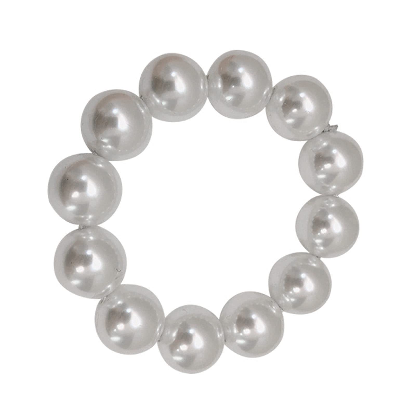 Faux Pearl Hair Tie - Stretchy Resin Hair Rope for Women, White for Elegant Styling