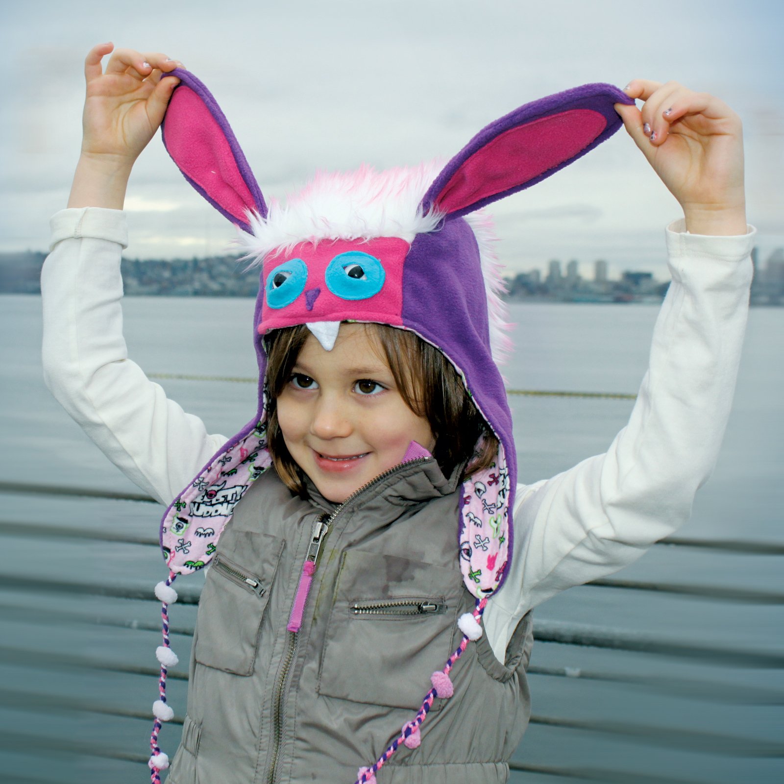 Bianca Bunny Fleece Monster Hat - Cute Animal Ears Winter Beanie for Women & Kids - Perfect for Halloween, Cosplay, and Cold Weather Outfits