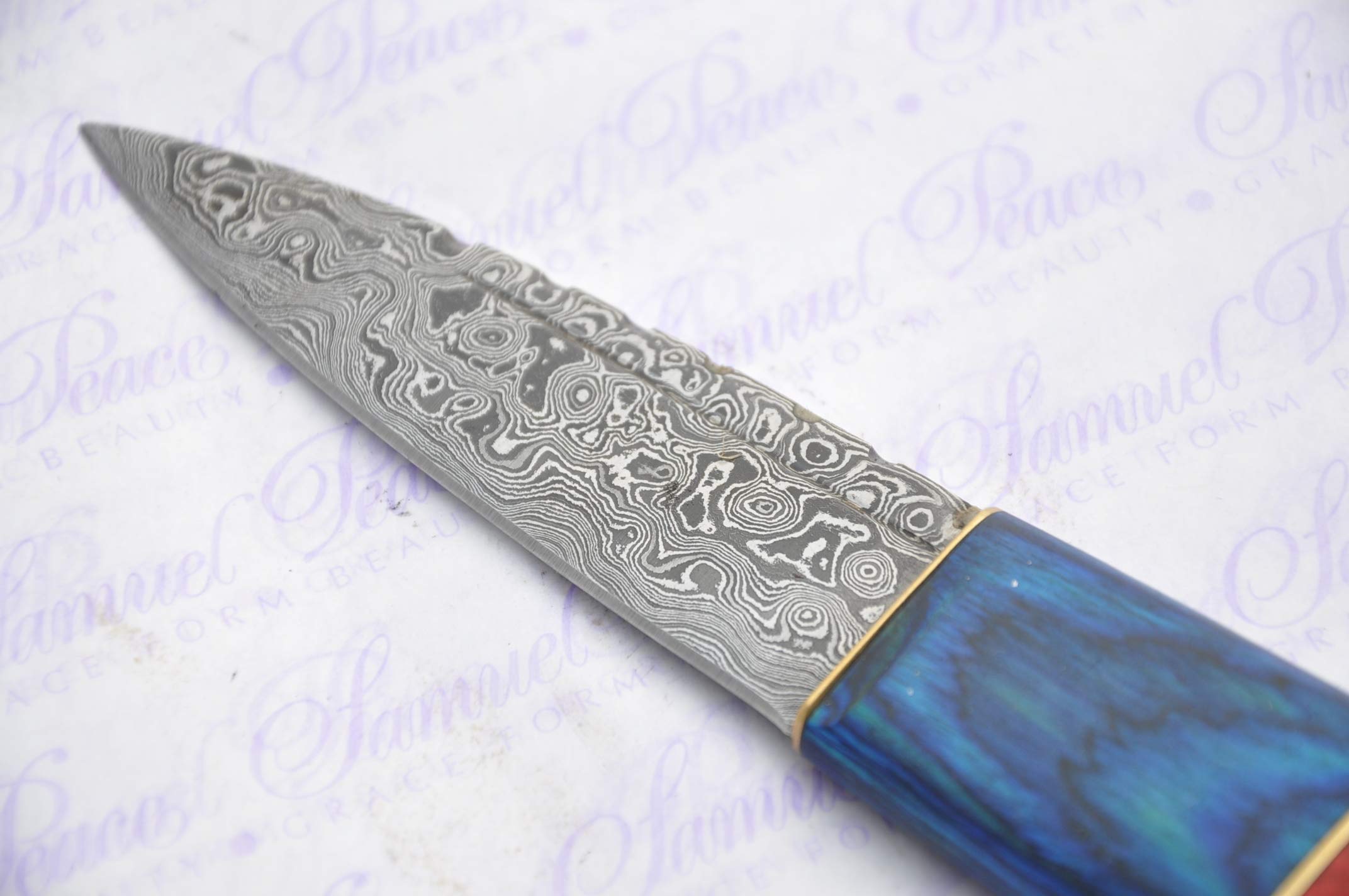 Premium Pakka Wood Sgian Dubh with Damascus Steel Blade - Handcrafted in Sheffield England - Includes Leather Sheath & Gift Box - Perfect for Scottish Weddings, Highland Dress & Collectors